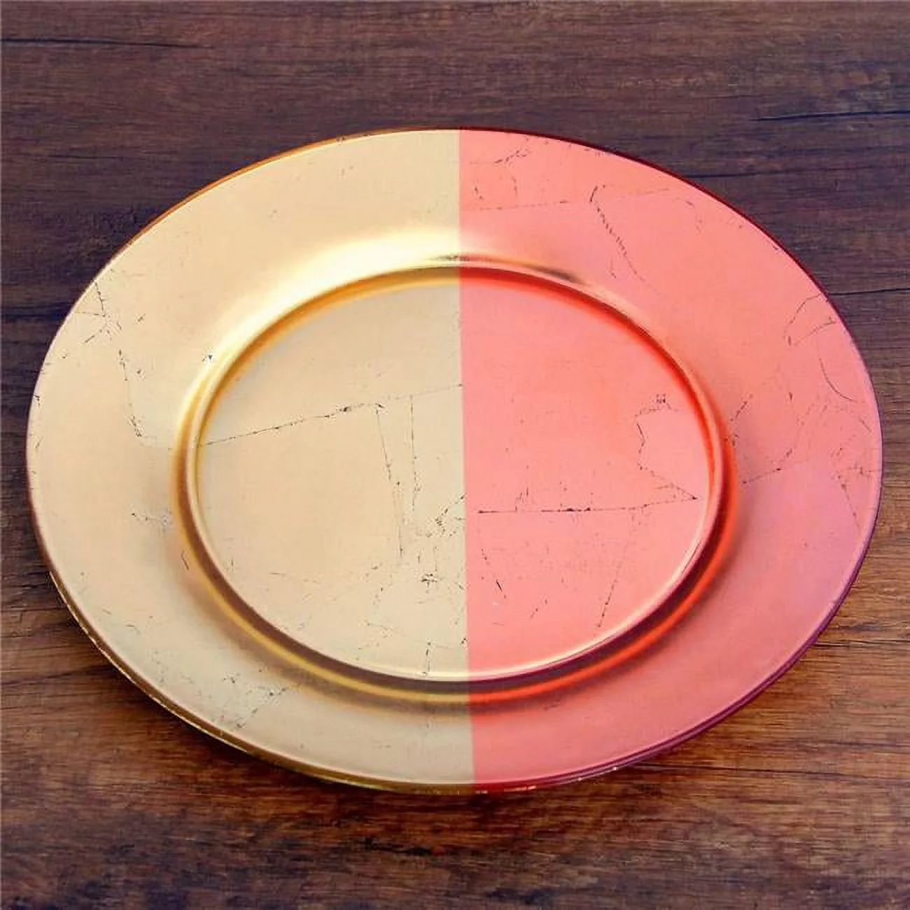 Gilt Edge Dinner Plates, Silver & Rose - Set of 4