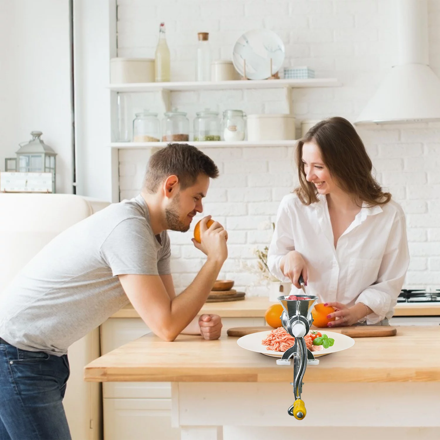 iMounTEK Hand Manual Meat Grinder Mincer Stuffer Sausage Pasta Filler Maker Machine Table For Pork Beef Pepper