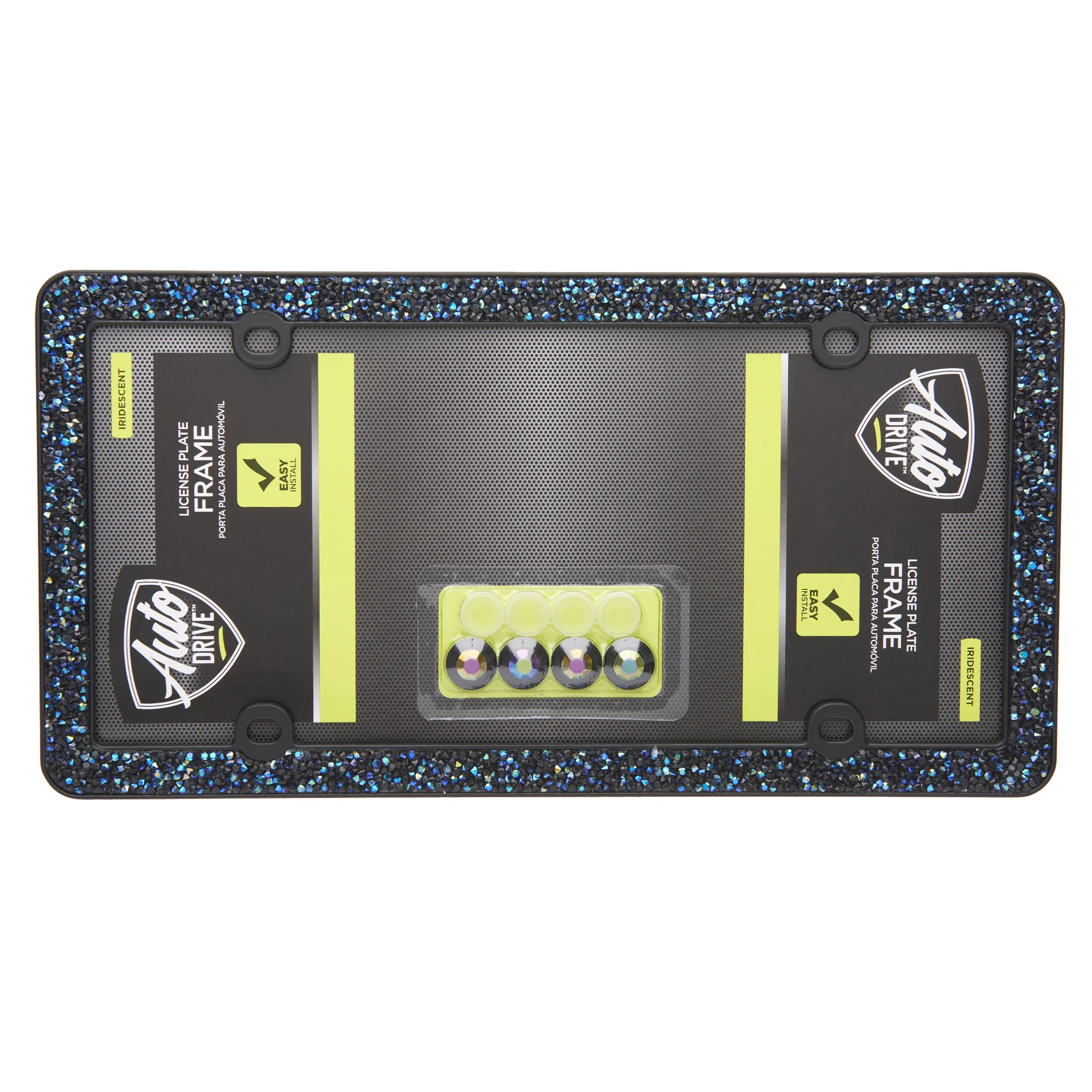 Auto Drive Black Iridescent Crushed Bling Metal License Plate Frame, 90205W