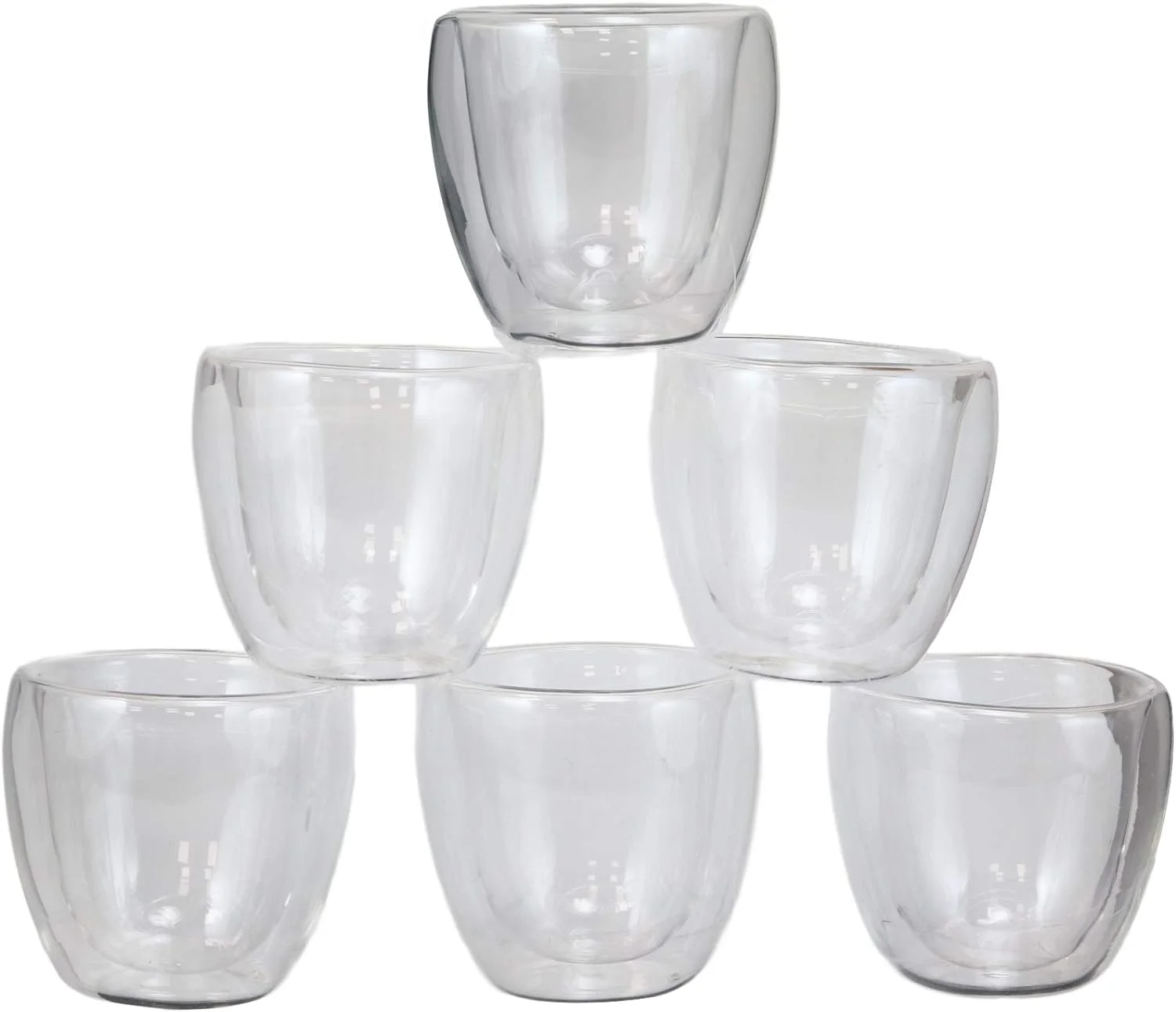 Heat Thermal Resistant Double Wall Insulated Glass Sake Or Tea Cup Set Of 6 Cups Glasses Drinks Kitchen Decor Also Perfect Holders For Succulents Votive Tealights (Medium 3