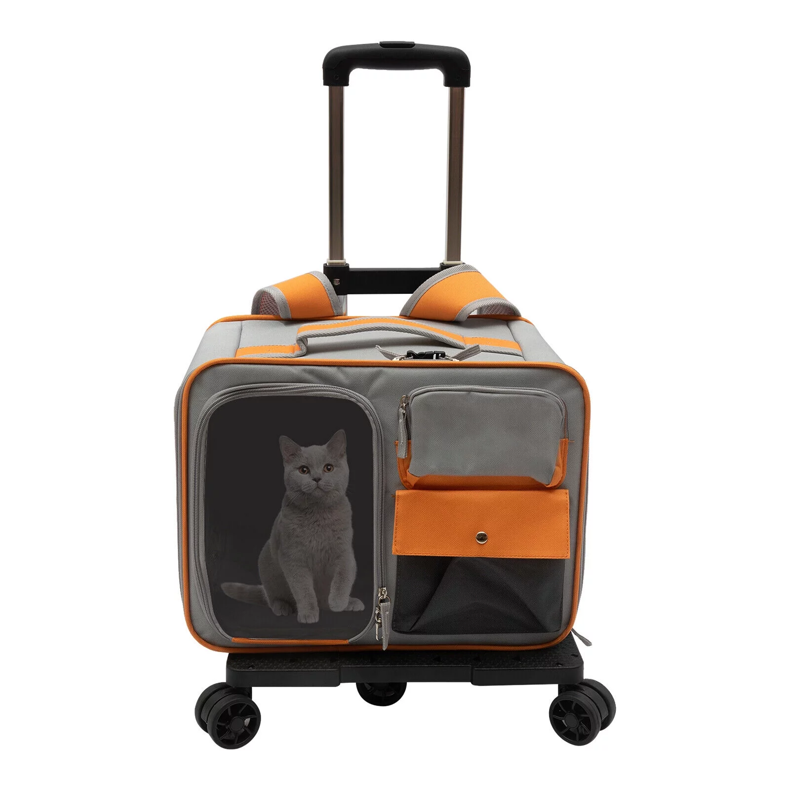 Portable Pet Carrier with Wheels & Soft Inside Pad for Small Dogs & Cats Travel