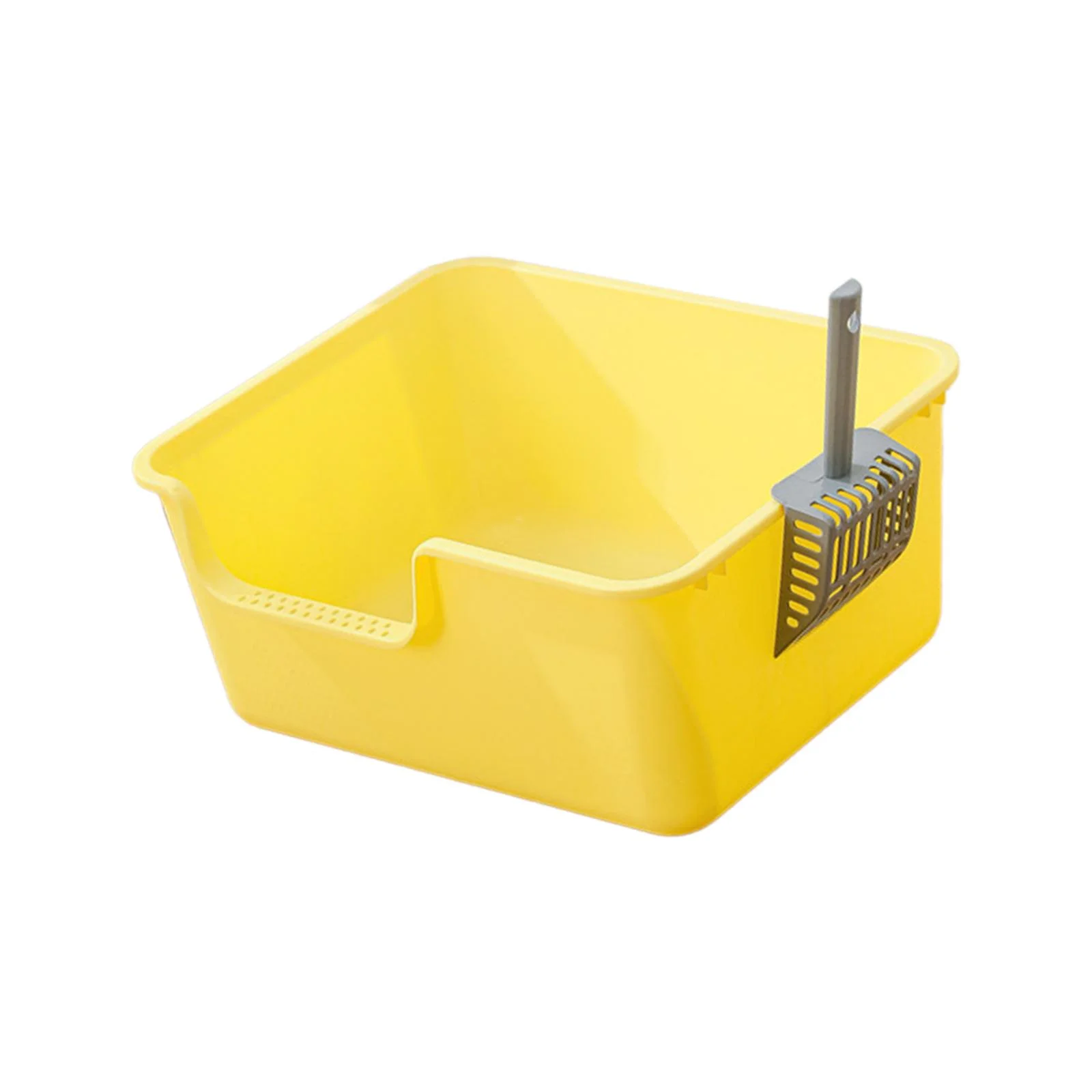Cat Open Top Cat Litter Tray Pet Bedpan Portable Heighten Semi Enclosed Pet Litter Pan for Small Medium Large Cats Yellow