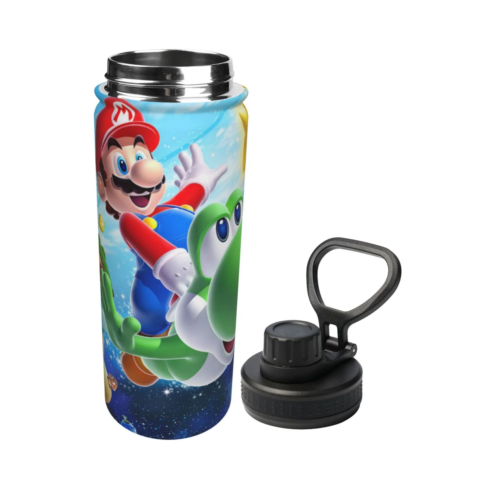 Super Mario Galaxy Unisex Sports Insulated Water Bottles Kettle Stainless Steel Portable Cup 18OZ For School Travel Gym Running