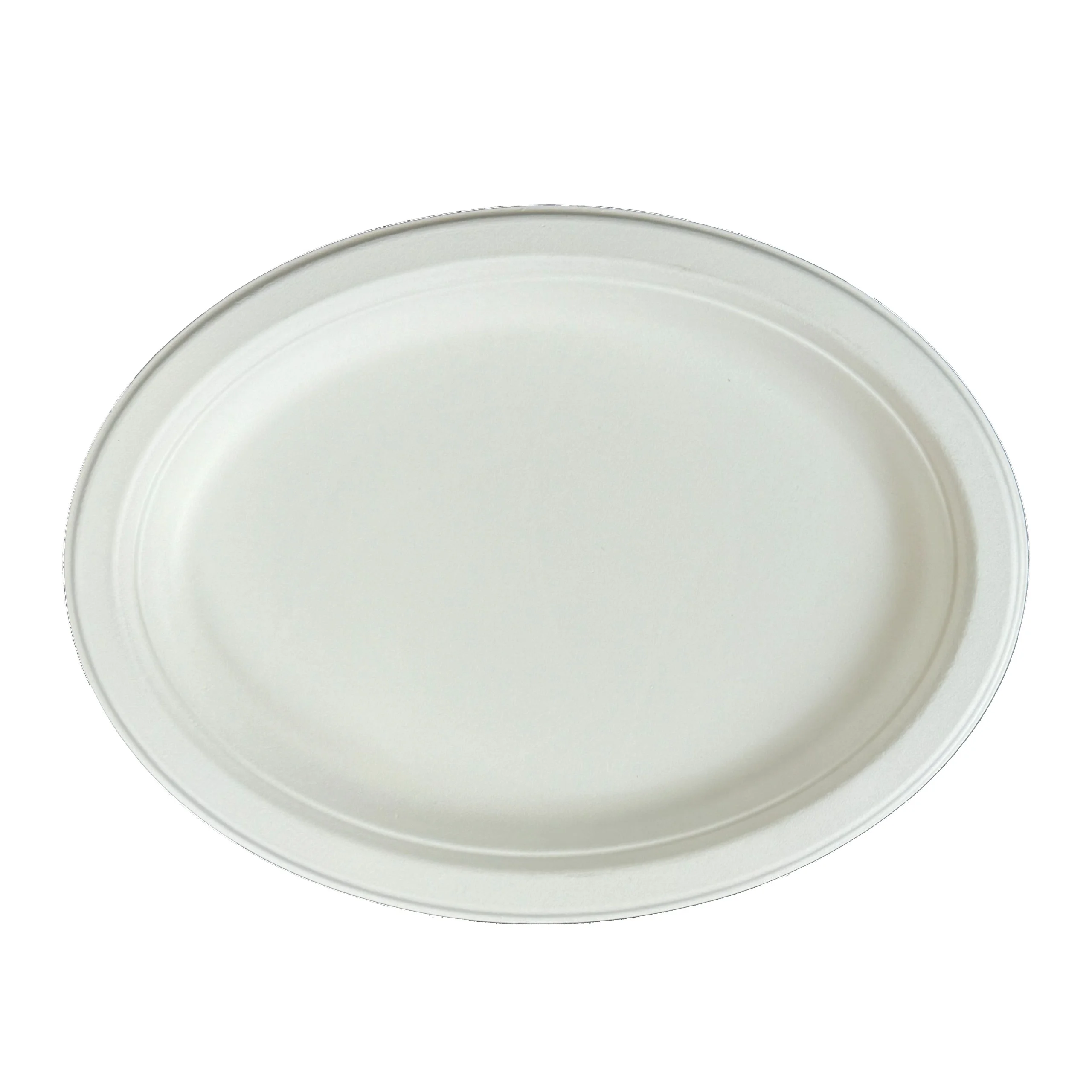 DHG PROFESSIONAL Pack of 125 Oval Plates Biodegradable Sugarcane Plates Microwavable Heavy Duty Large Plates (12.5 x 10 inch)