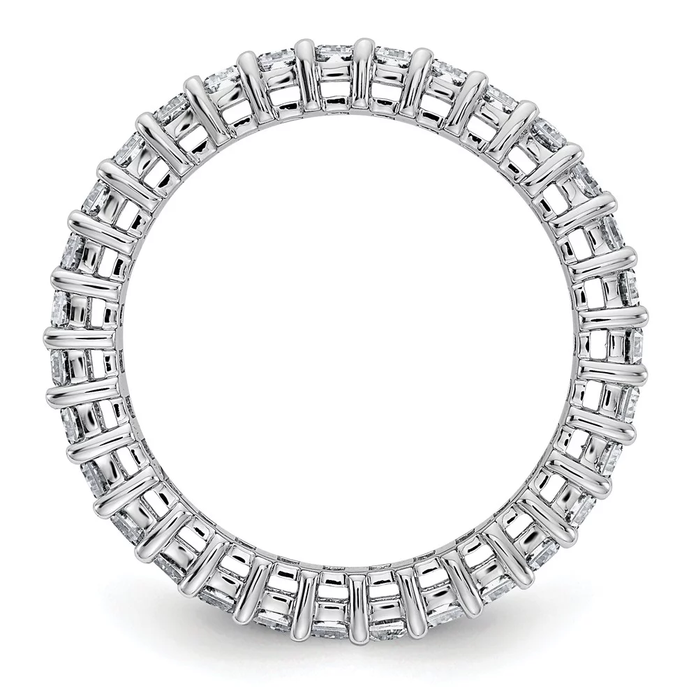 14K White Gold Ring Band Moissanite Octagon Emerald, Size 8