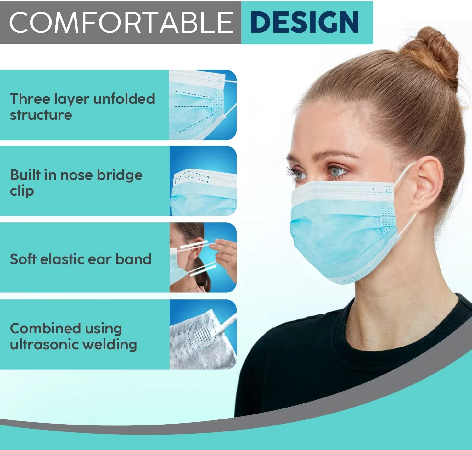 500pcs Disposable Face Masks Elastic Ear Loop Disposable Safety Mask(Non-Medical)