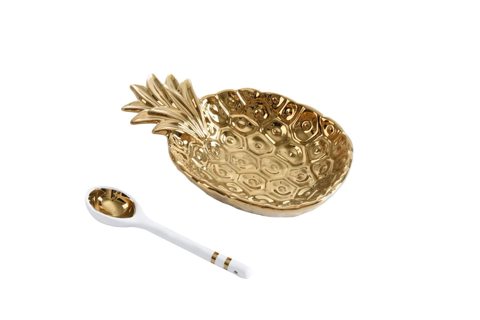 Pampa Bay Get Gifty Bowl and Spoon Set, Pineapple Gold