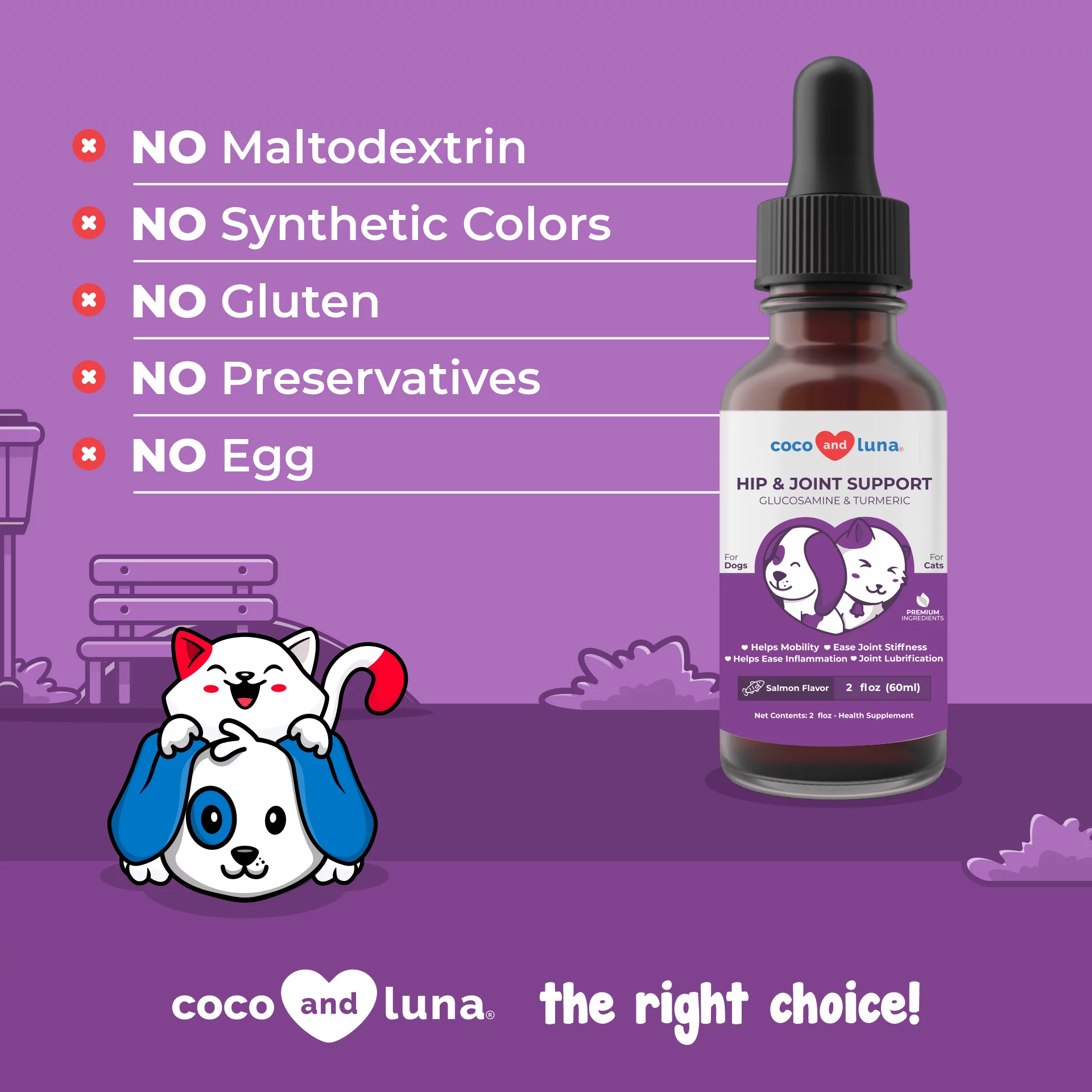 Coco and Luna Hip and Joint Support for Dogs and Cats - 2 fl oz (60ml)