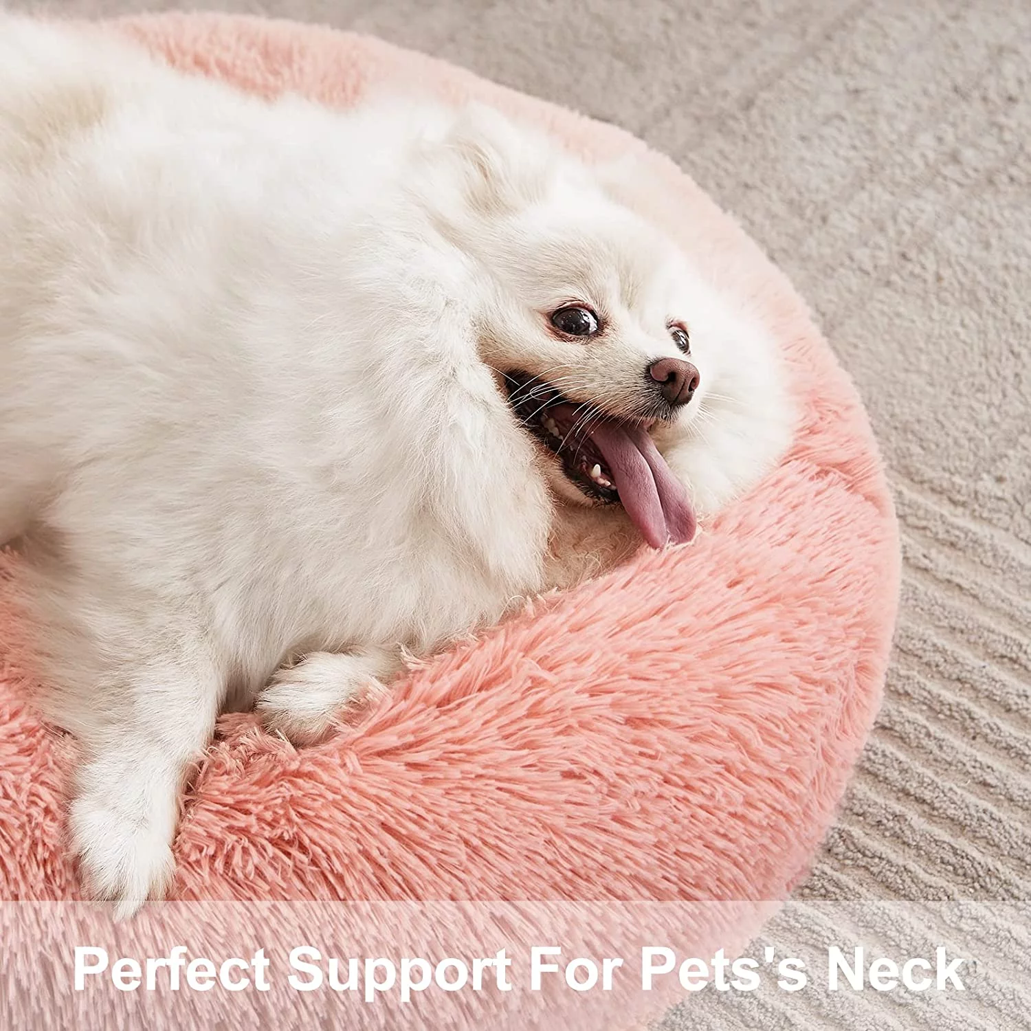 MIXJOY Orthopedic Dog Bed Comfortable Donut Cuddler Round Dog Bed Ultra Soft Washable Dog and Cat Cushion Bed (20''/23''/30'') (23'', Pink) S(23 x 23 ) Pink