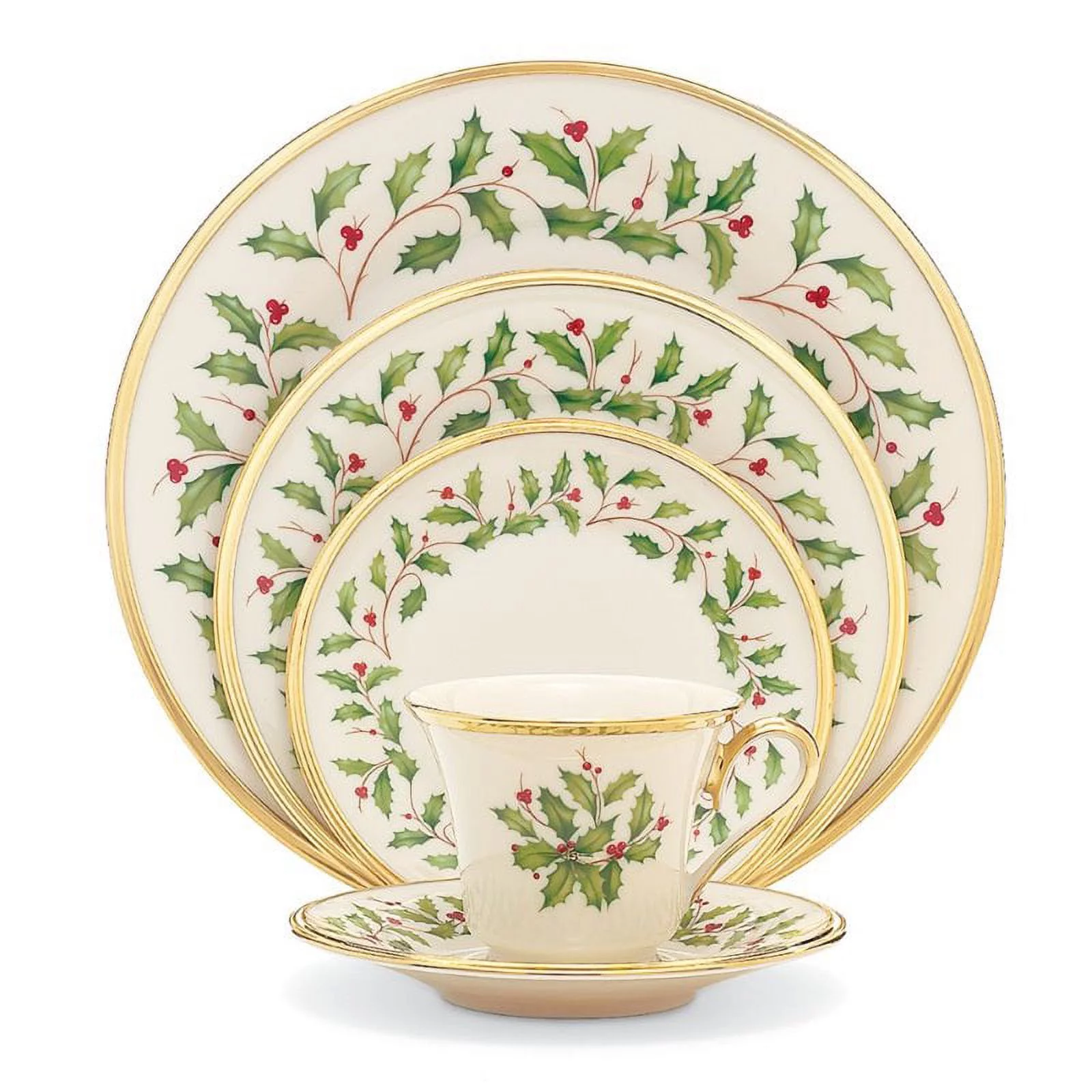 Lenox Holiday 5 Piece Ivory Bone China Place Setting with Gold Accent