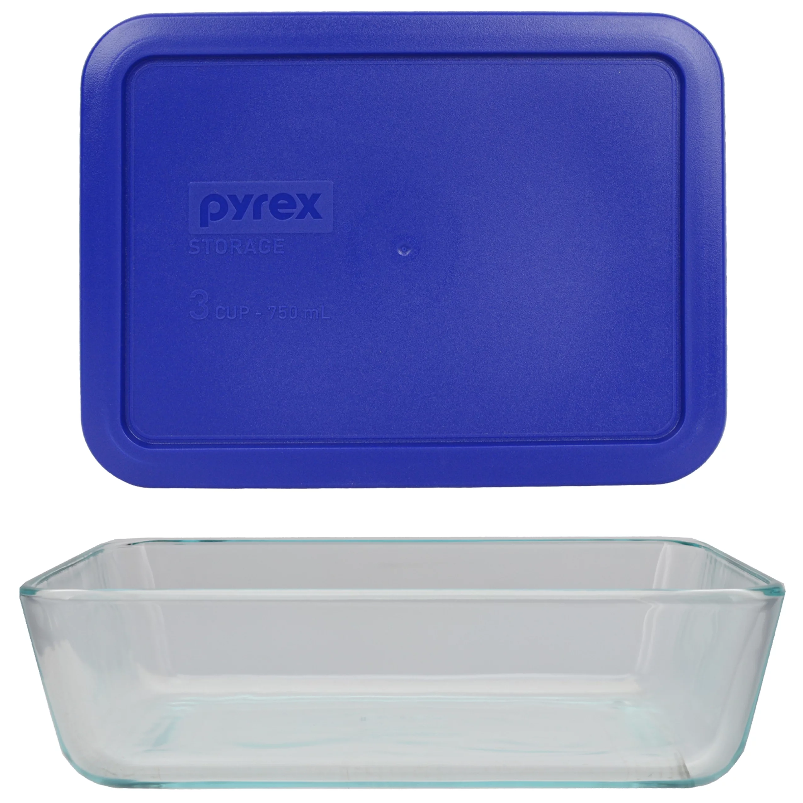 Pyrex 7210 3-Cup Glass Food Storage Dish and 7210-PC Cadet Blue Plastic Lid