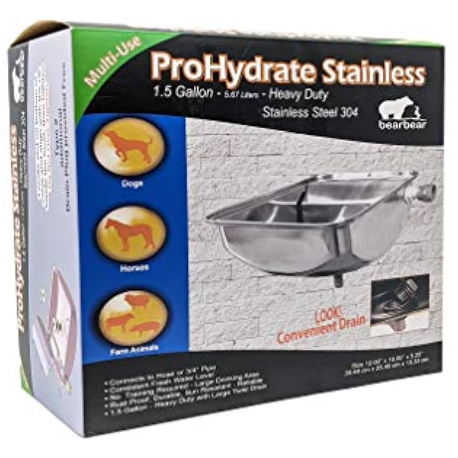 Bear Bear ProHydrate Stainless Steel Waterer 1.5 Gallons Silver 12