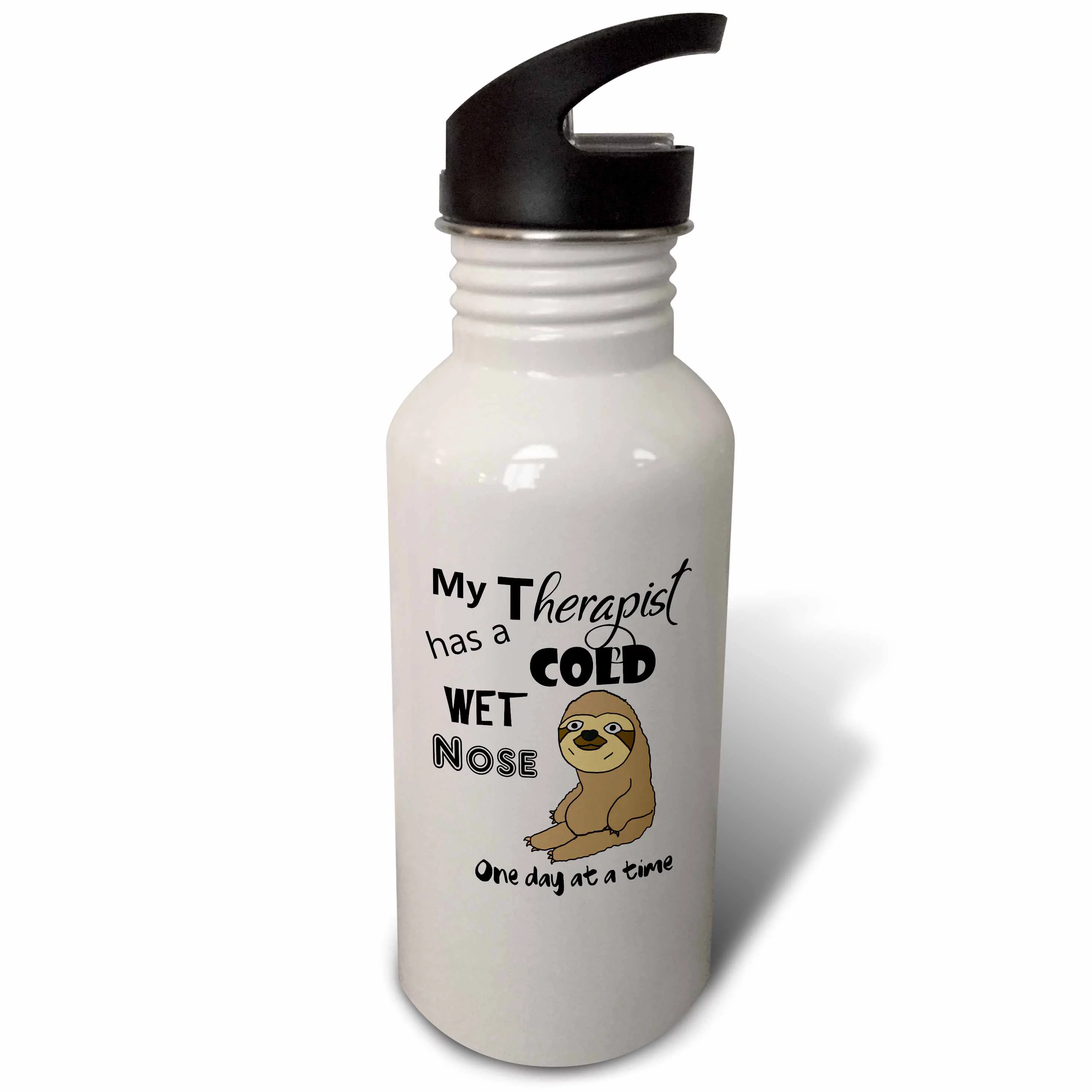 Cute Funny My therapist has a cold wet nose Sloth Satire Flip Straw 21oz Water Bottle wb-326733-2