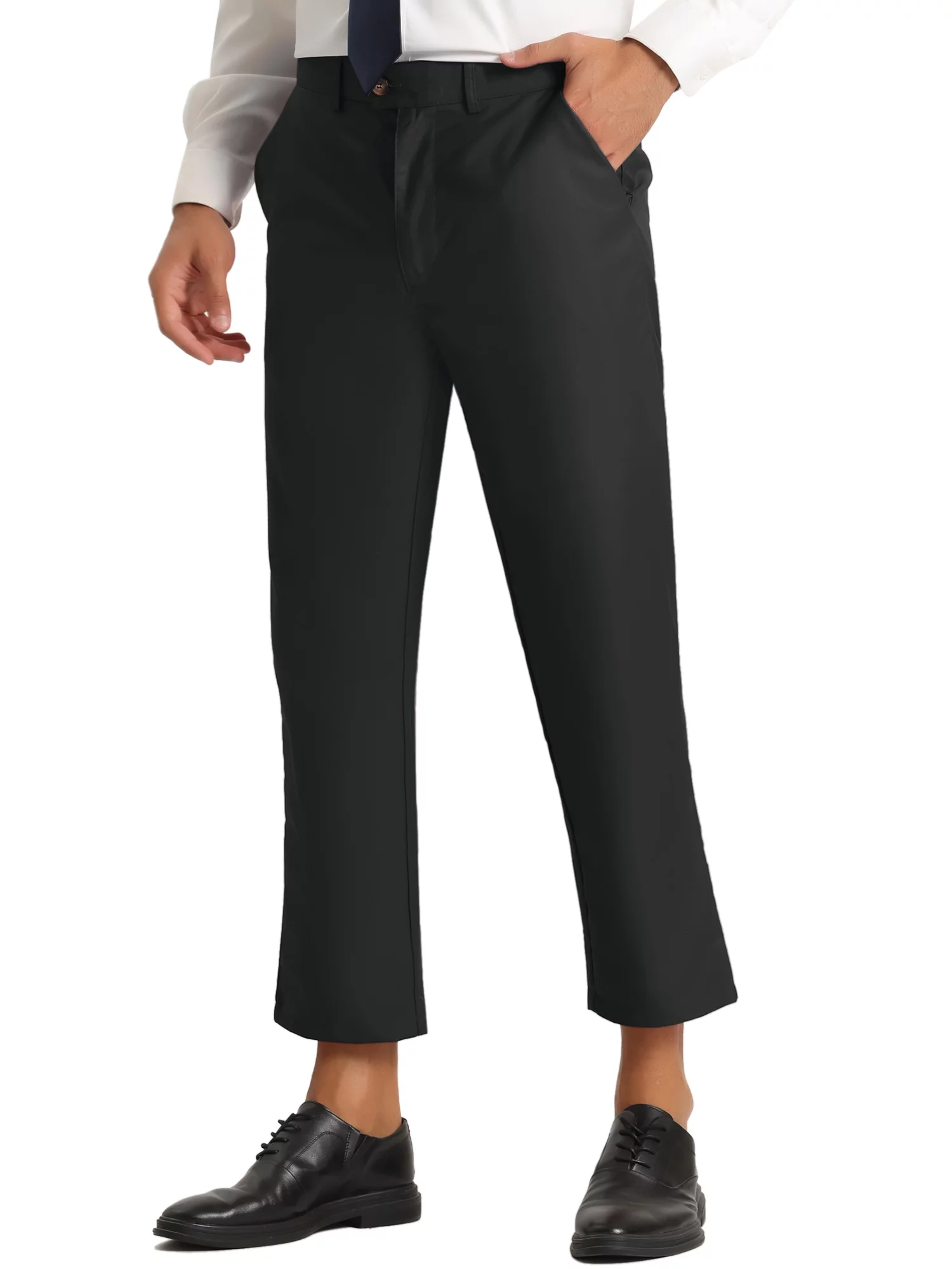 Lars Amadeus Men's Cropped Dress Pants Flat Front Ankle-Length Trousers