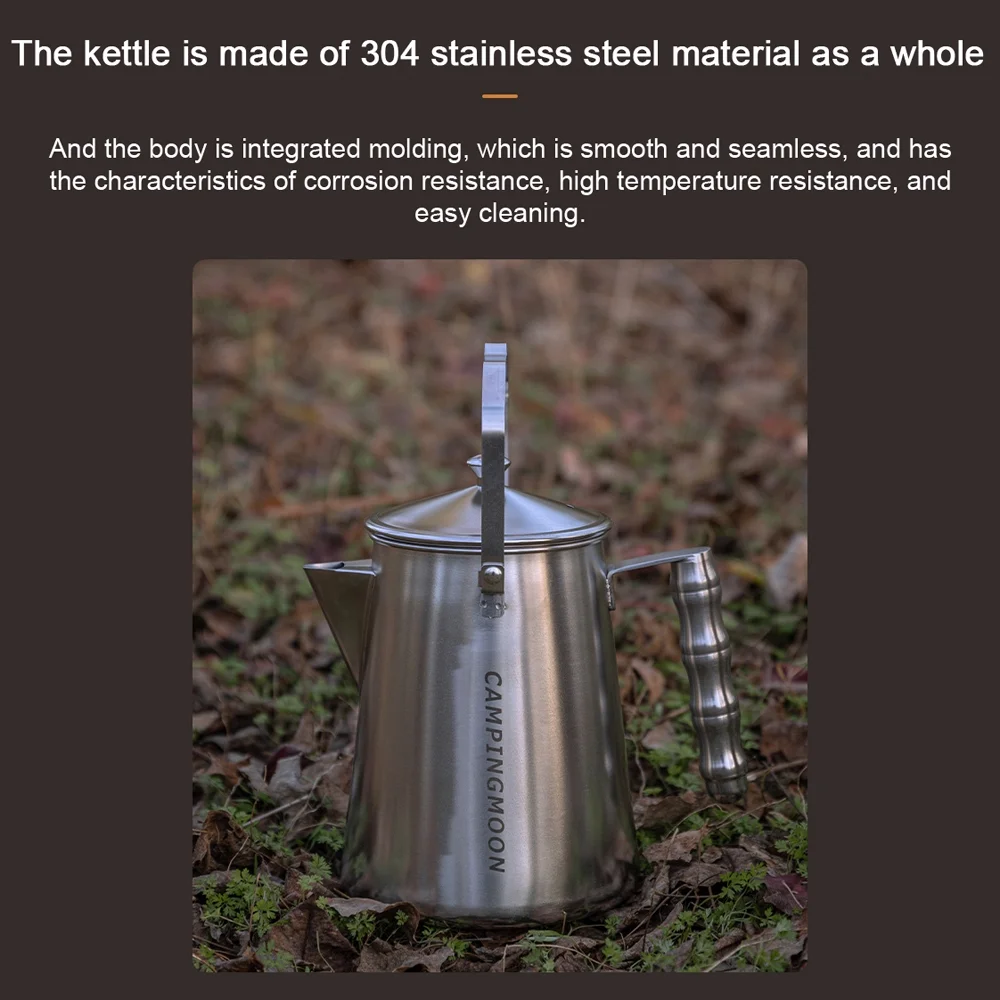 Aibecy Stainless Steel Milk Kettle, Portable Water Boiling Accessory, Large Capacity Camping Picnic Teapot 1.5L Coffee Kettle