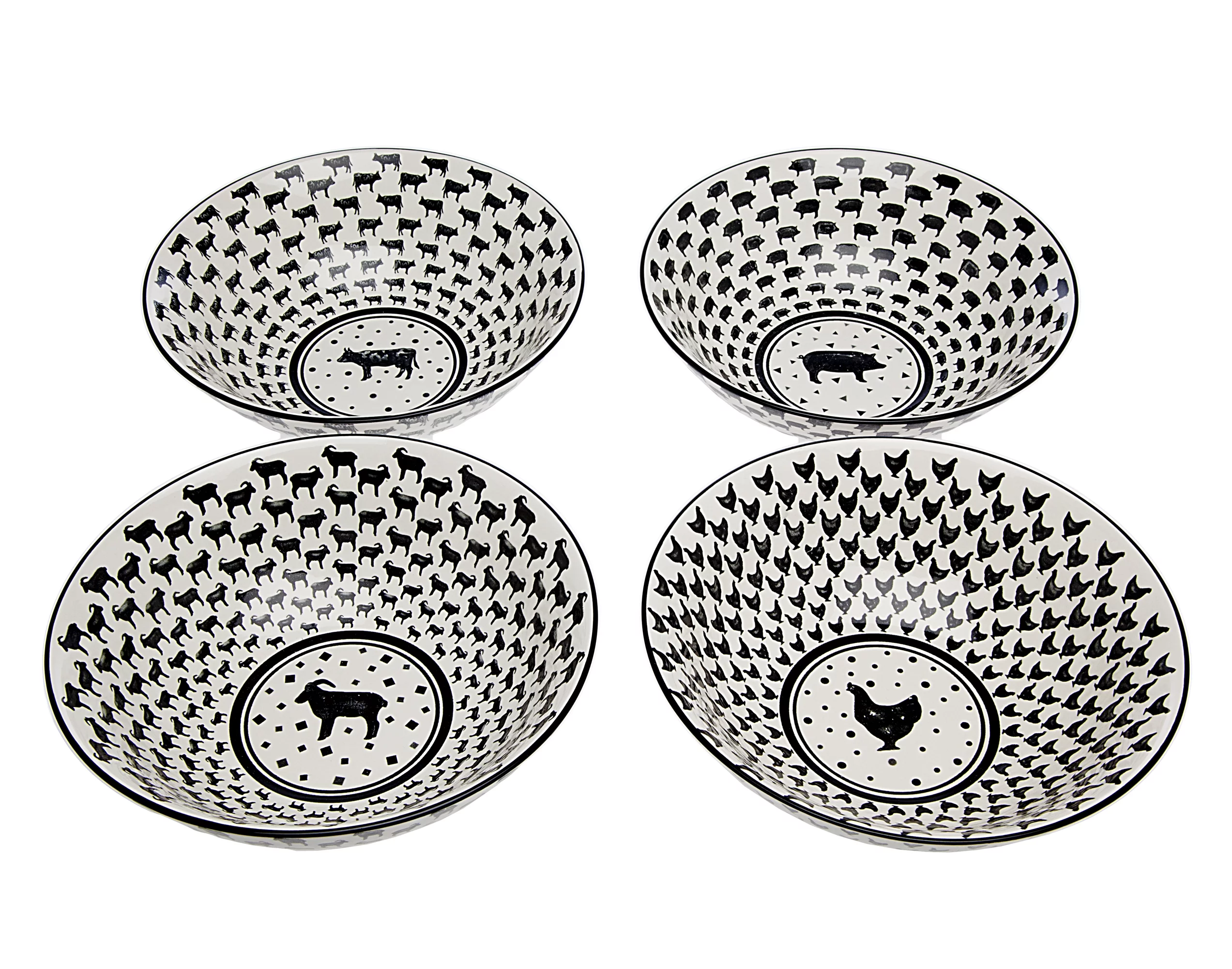 Godinger Set of Assorted Porcelain Barnyard Bowls