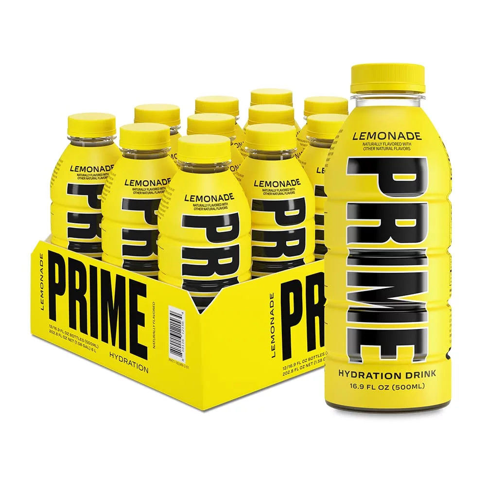 Prime Hydration Drink Sports Beverage Naturally Flavored, Caffeine Free, 10% Coconut Water, 250Mg Bcaas, B Vitamins, Antioxidants, 834Mg Electrolytes, Only 20 Calories Per 16.9 Fl Oz Bottle (Lemo