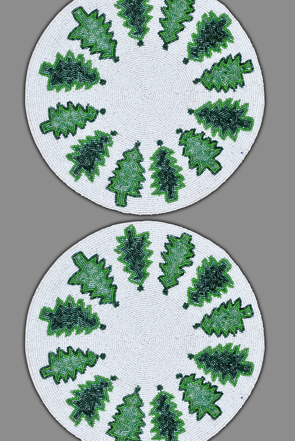 Set of 6 Handmade Placemats, Beaded Christmas Tablemats, Designer X-mass Tableware 13X13 Inch