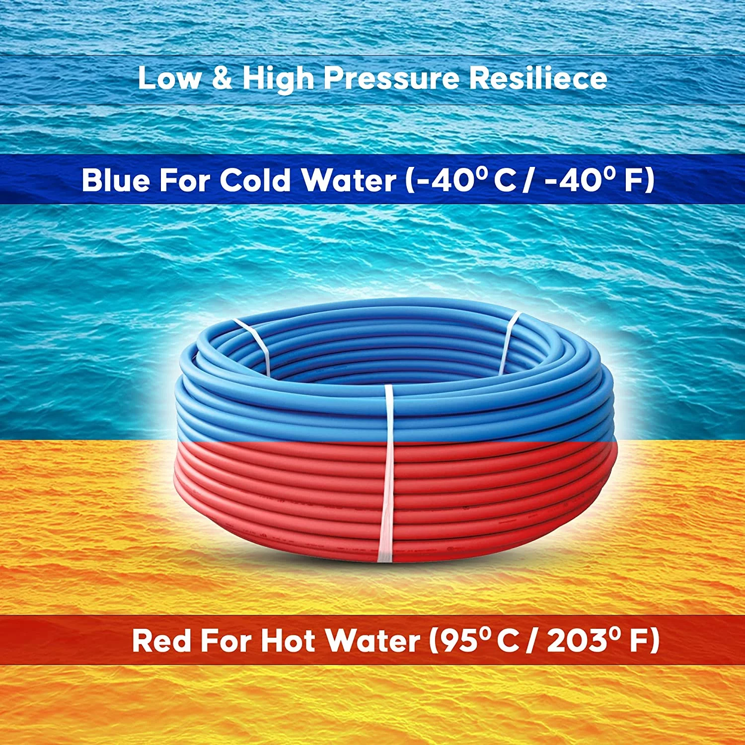 DMNI PEX Tubing 1/2 inch - PEX Pipe 1/2 inch - 1/2 inch x 50 ft PEX Pipe (50 ft, Blue & Red)