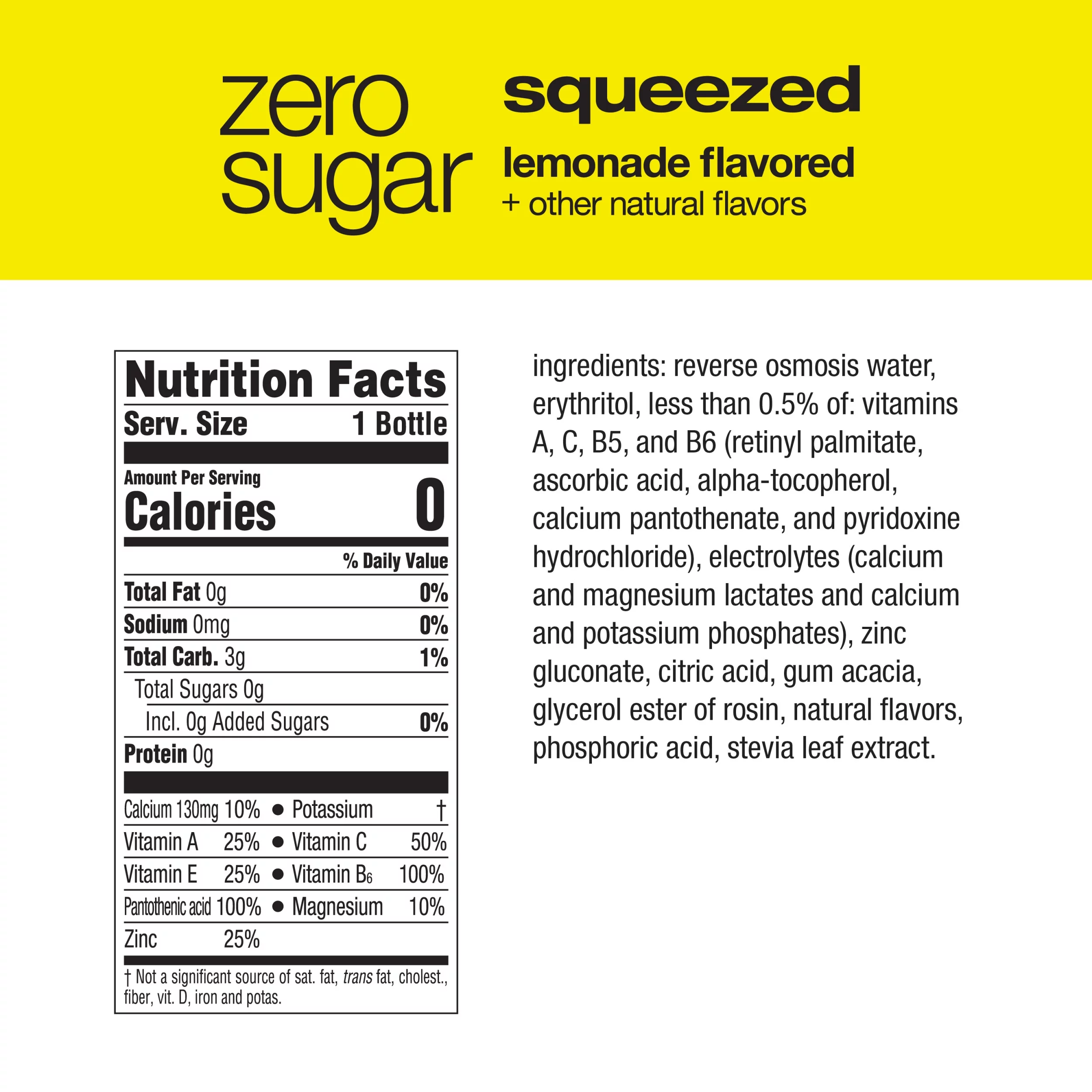 (12 Bottles) vitaminwater zero squeezed, electrolyte enhanced water w/ vitamins, lemonade drinks, 16.9 fl oz
