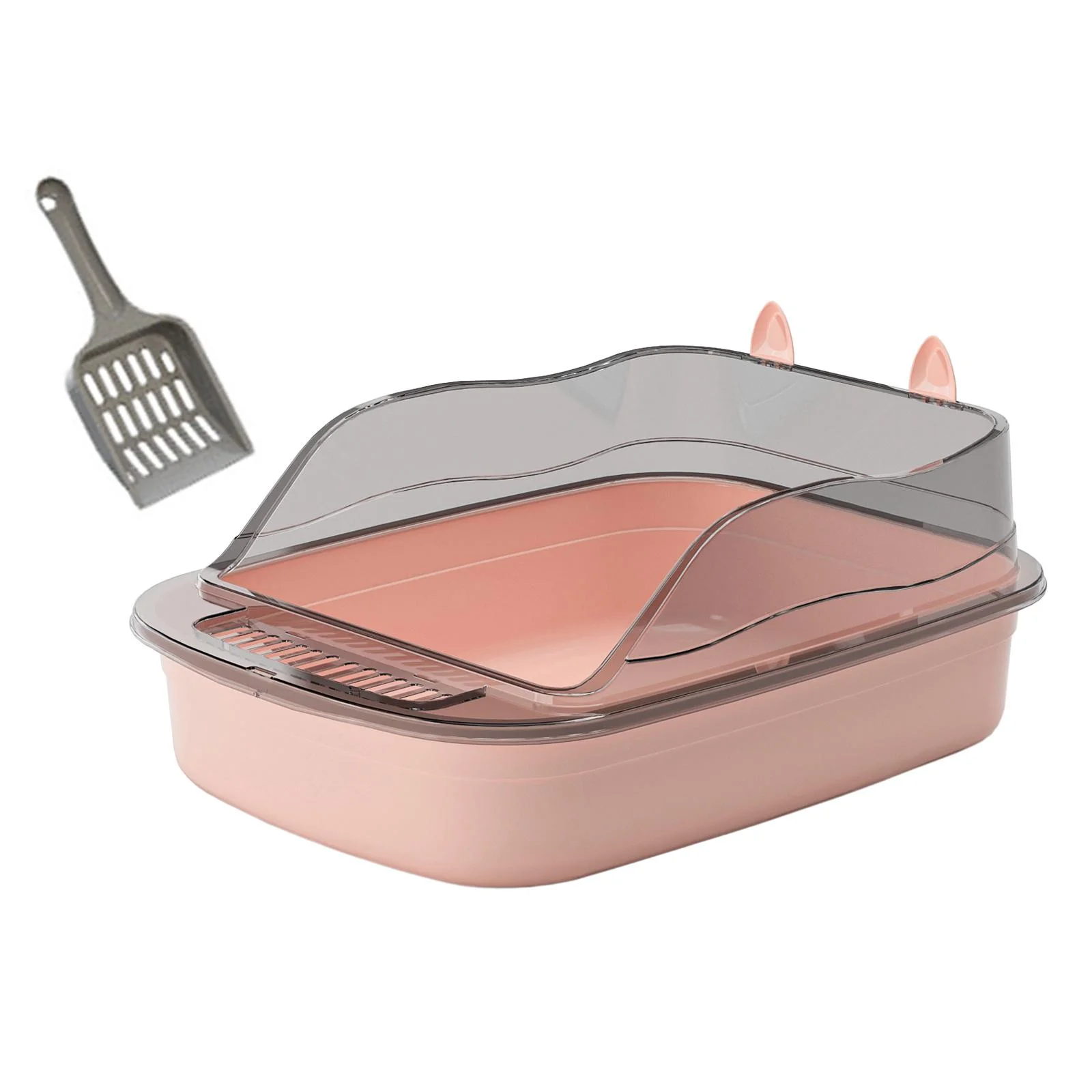 Toysmith Cat Litter s Toilet Anti Splashing 50x34x18cm Cat Sand Box with High Side Cat Sand Basin Large Bedpan Kitty Litter Pan pink