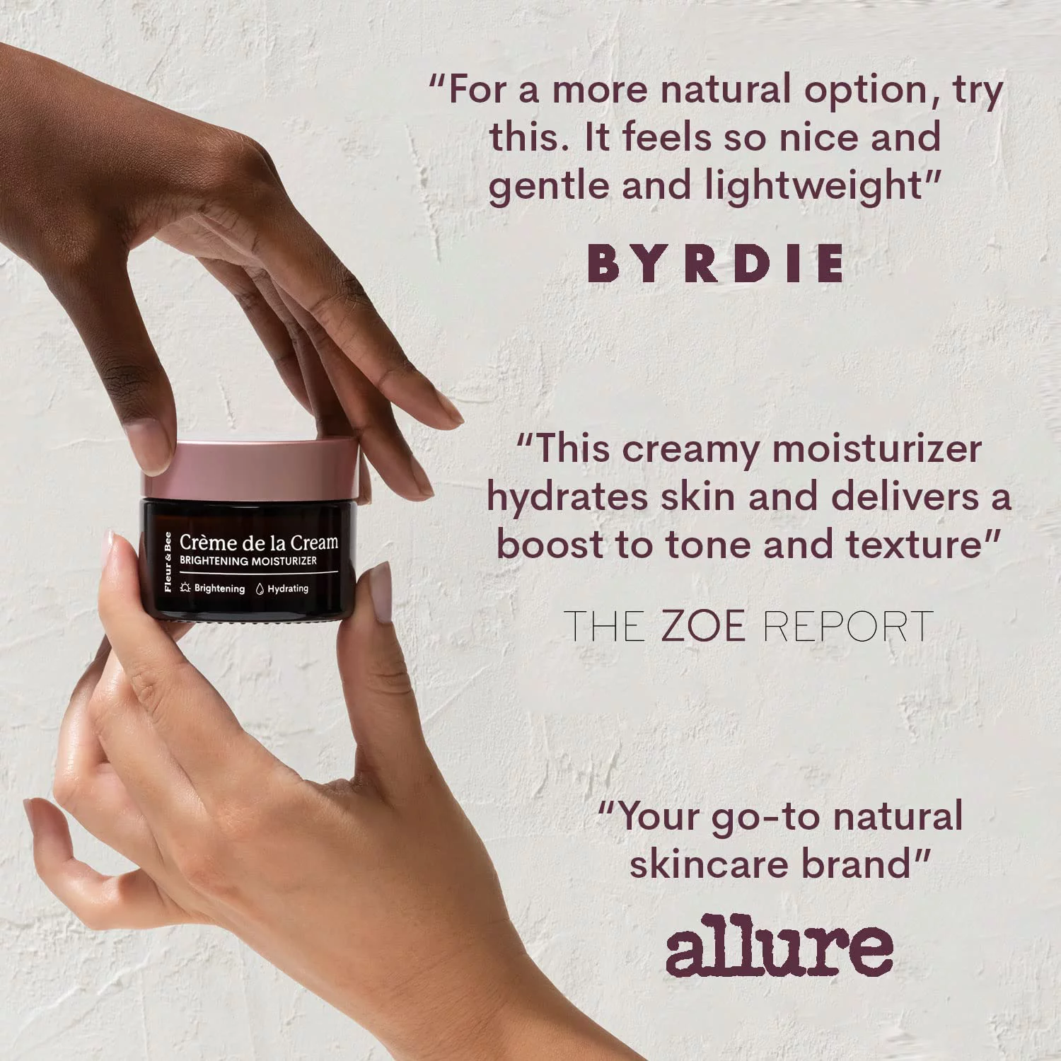 Brightening Moisturizer | Clean, 100% Vegan | Anti Aging, Wrinkle Cream with Vitamin C | Wrinkles, Hyperpigmentation & Dark Spot Corrector for Face | Crème de la Cream by Fleur & Bee - 1.5 oz