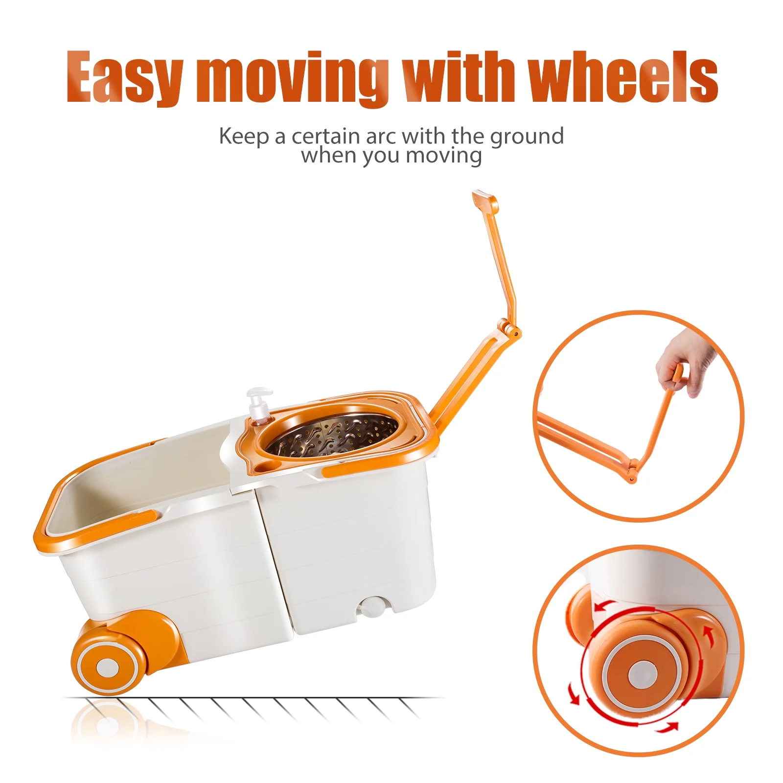 Masthome Spin Mop and Bucket System with Wringer, Separates Dirty and Clean Water, 4 Microfiber Pads