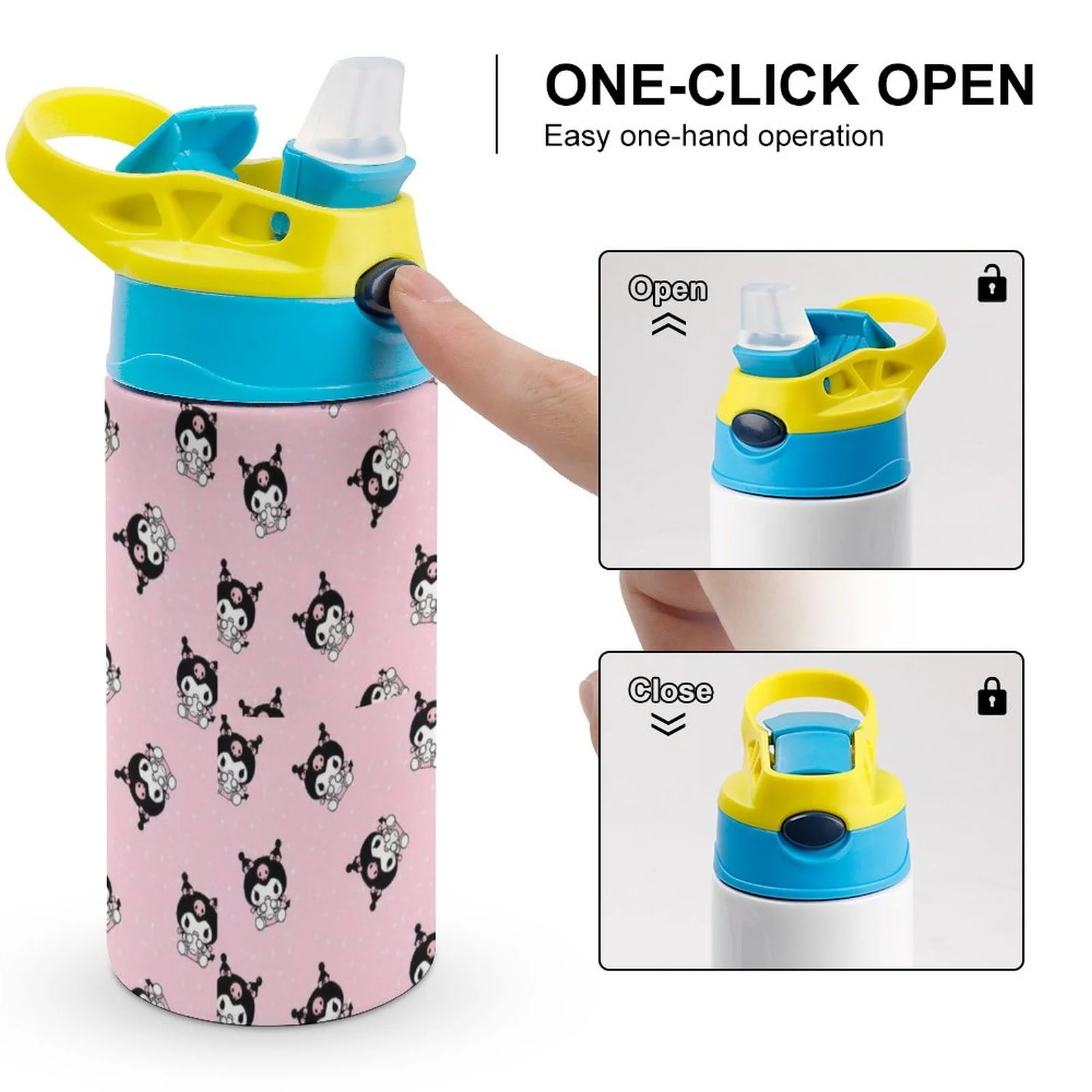 My Melody Kuromi Children's Water Bottle Vacuum Insulated Stainless Steel Cup With Straw Toddler Thermoses