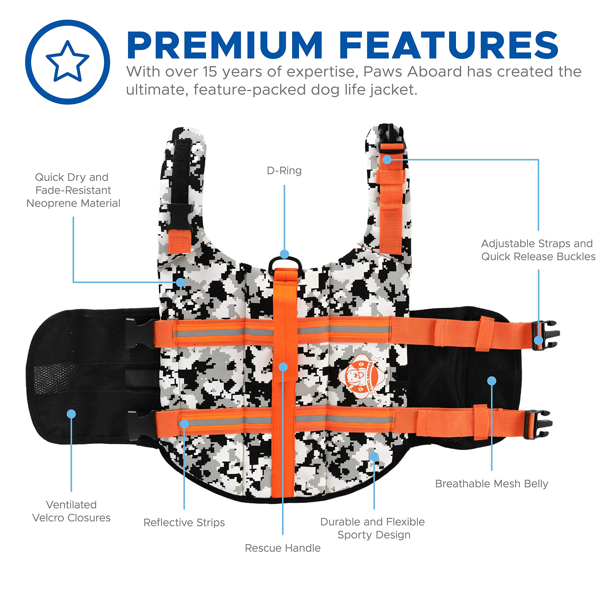 Paws Aboard Dog Life Jacket - Keep Your Canine Safe with a Nylon Life Vest - Designer Life Jackets - Perfect for Swimming and Boating - Nautical Dog, Small