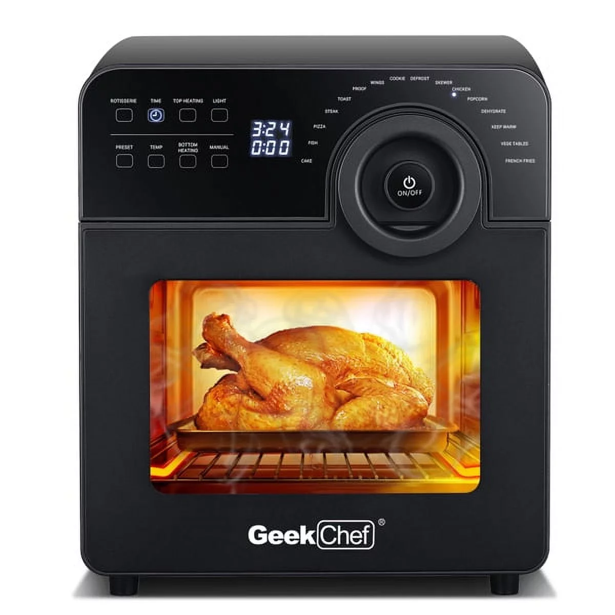 Fithood Geek Chef Air Fryer Oven Toaster 4 Slice Toaster Convection Airfryer Countertop Oven, Roast, Reheat,Fry Oil-Free, 4 Accessories & Recipes Included 14.7 Quart
