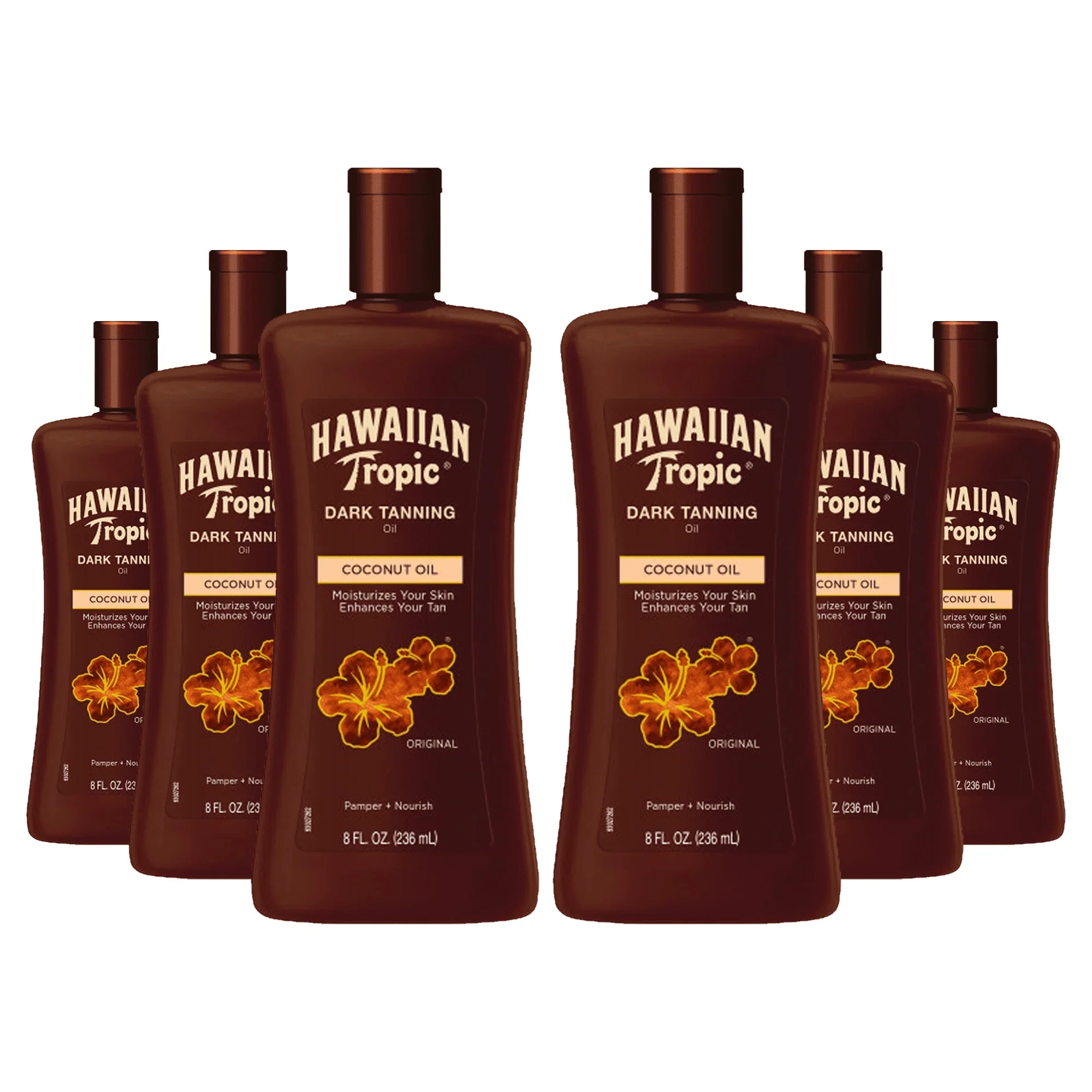 6 Pack Hawaiian Tropic Dark Tanning Oil, Nourishing, Original, 8 Oz Each