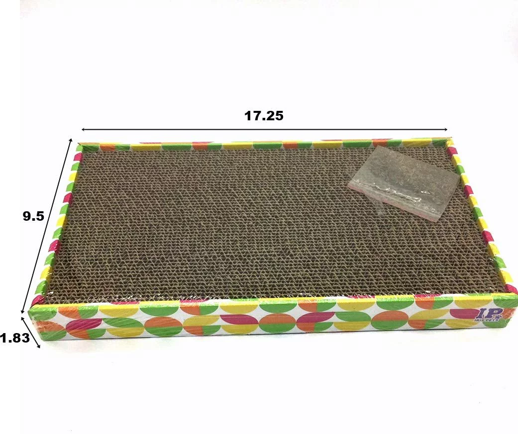 Irispets cat scratcher cardboard, cat wide scratching pad, cat scratcher toys, Catnip Included, 3 pack scratcher cardboard