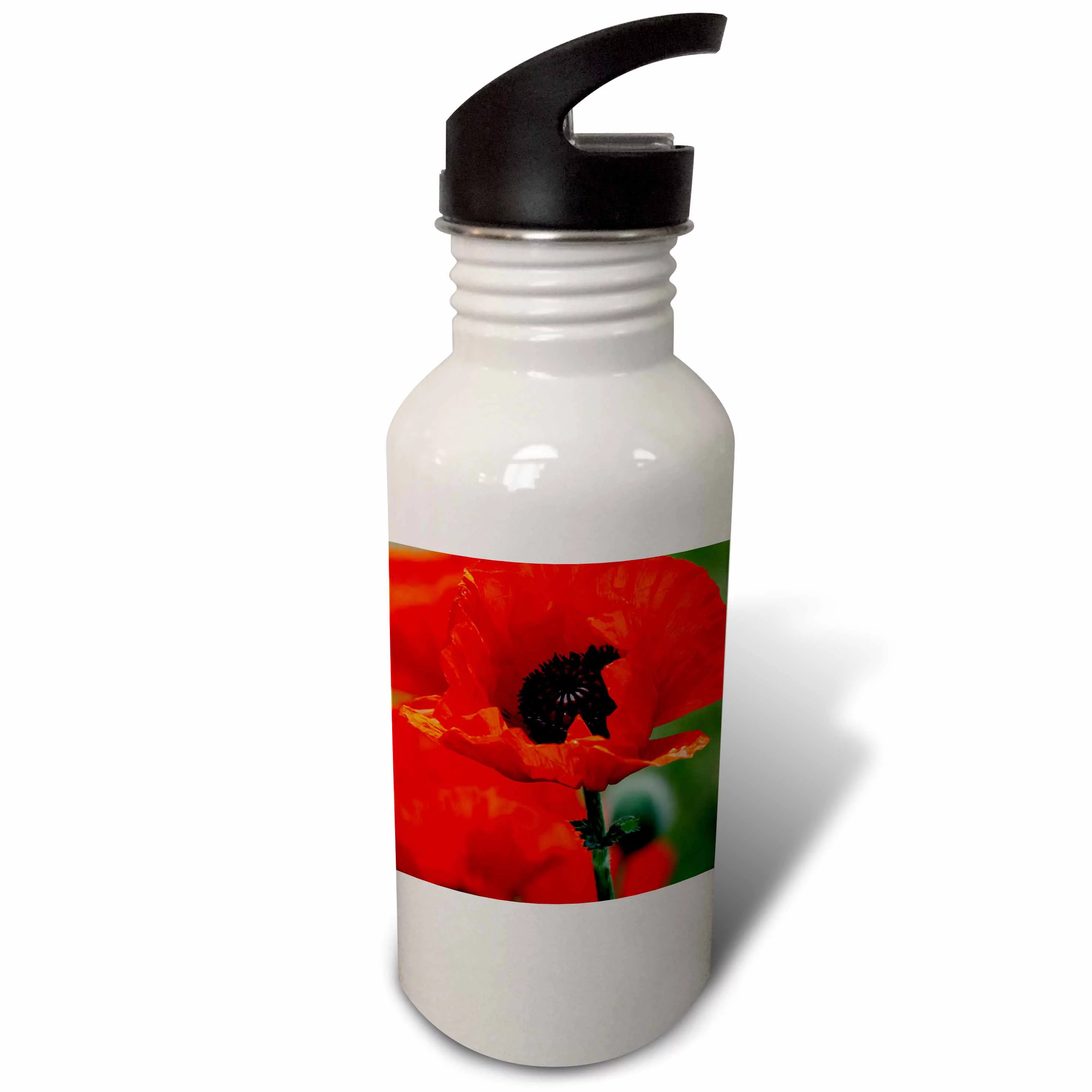 Beautiful Red Poppy 21 oz Sports Water Bottle wb-29205-1