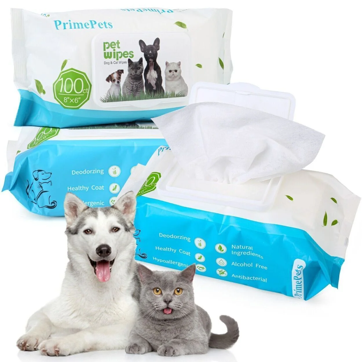 3 pk Dog Grooming Wipes Deodorizing Hypoallergenic for Pet Dogs/Cat Cleaning Dry Bath
