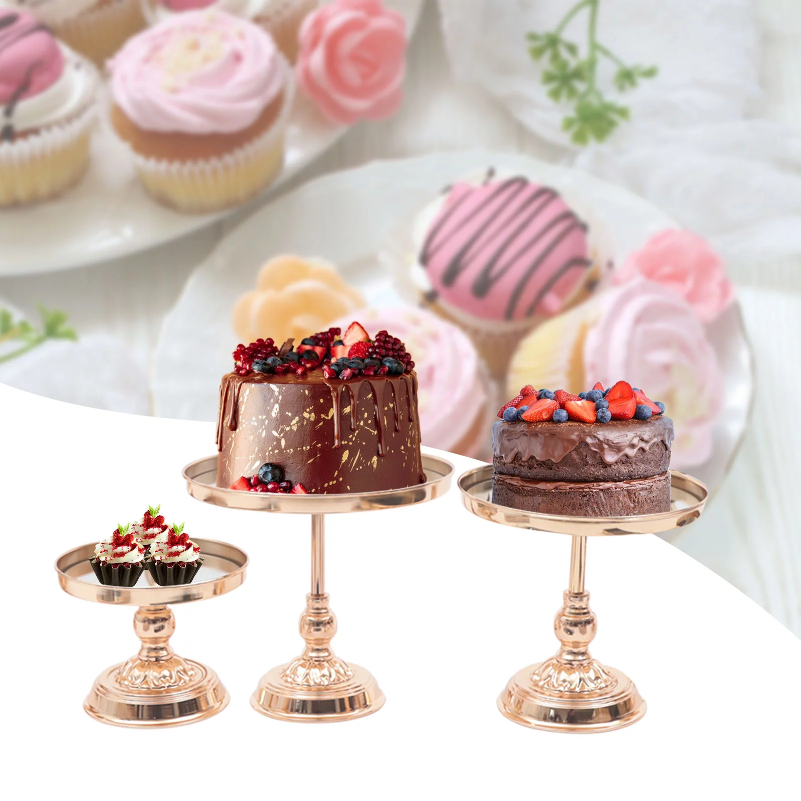 Loyalheartdy Gold Crystal Cake Stand Set of 10, Metal Cupcake Stand Party Dessert Display Holder Pastry Trays Fruit Plate