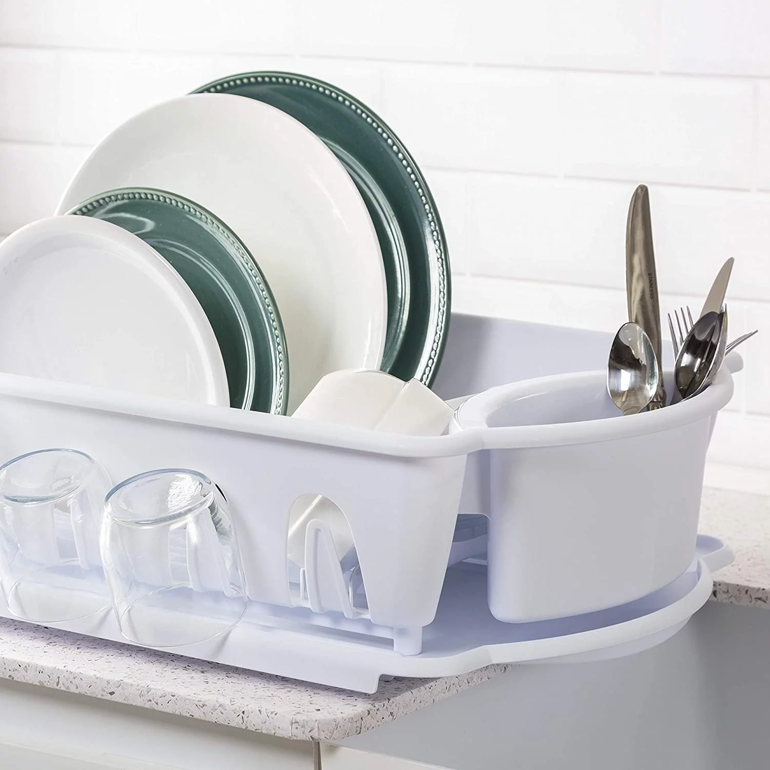 Sterilite Large 2-Piece Sink Set, White, 6-Pack