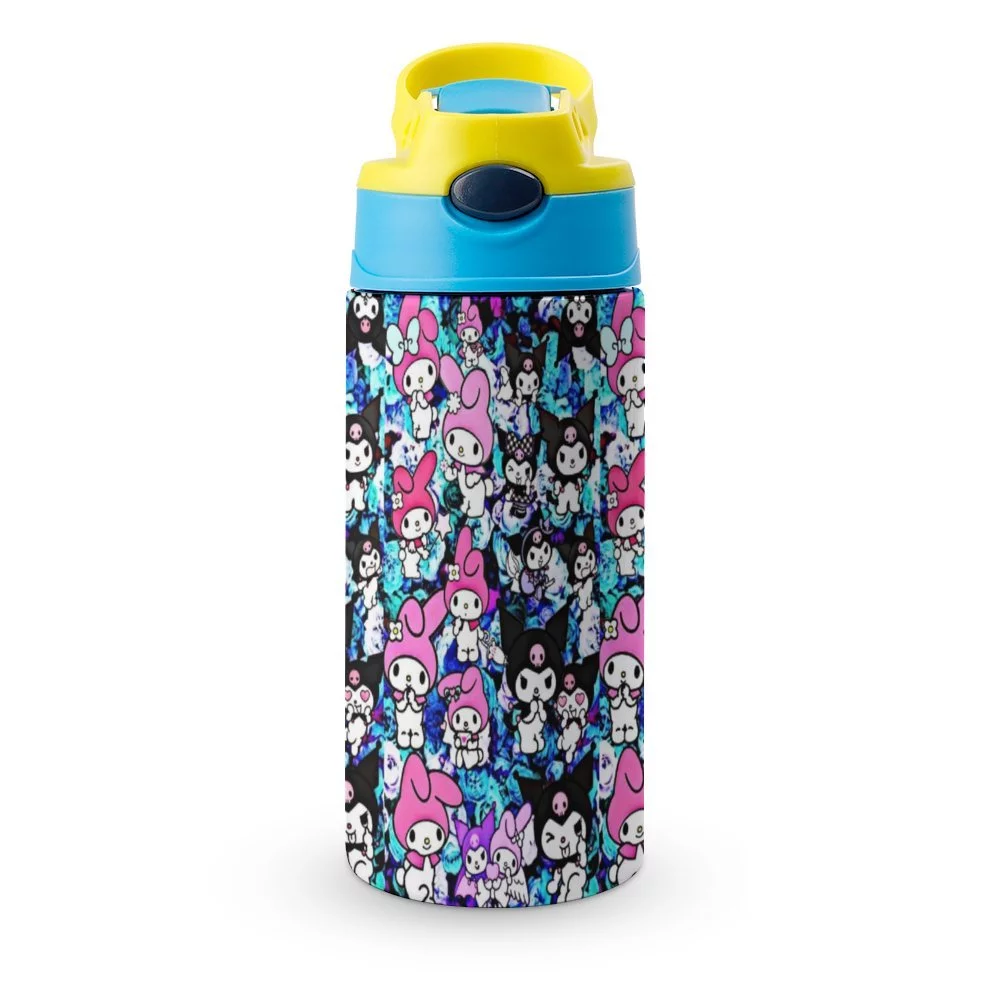 Kuromi My Melody Children's Water Bottle Vacuum Insulated Stainless Steel Cup With Straw Toddler Thermoses