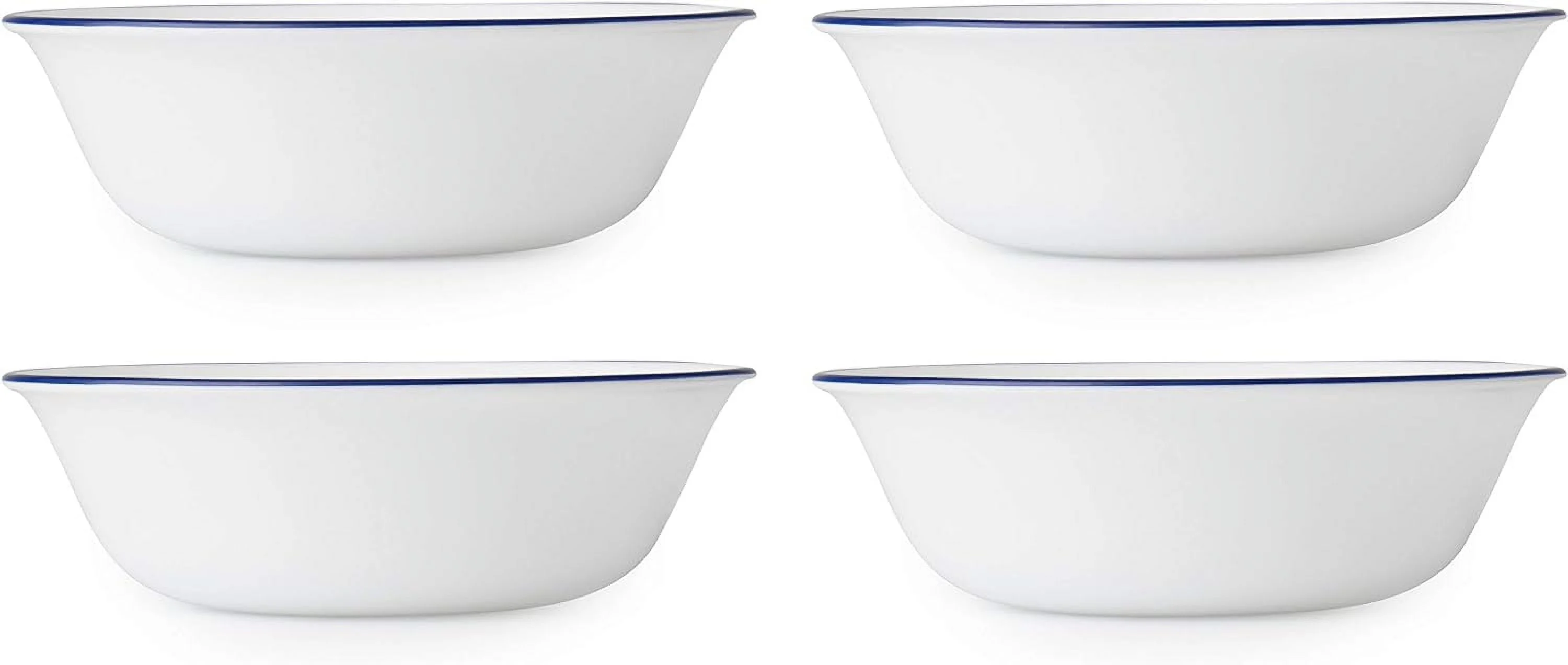 Livingware Lia 18 Ounce Soup/Cereal Bowl - White With Cobalt Blue (Set Of 4)