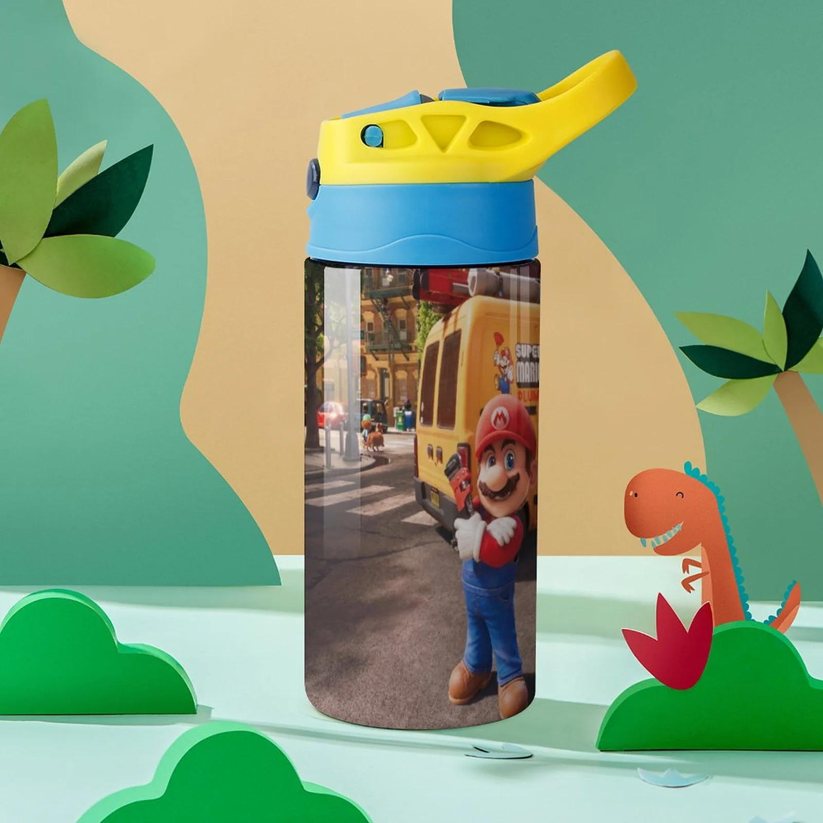Mario Bros Movie Game Kid's Insulated Water Bottle With Straw Vacuum Stainless Steel Cup Leak-Proof Children Toddler Thermoses