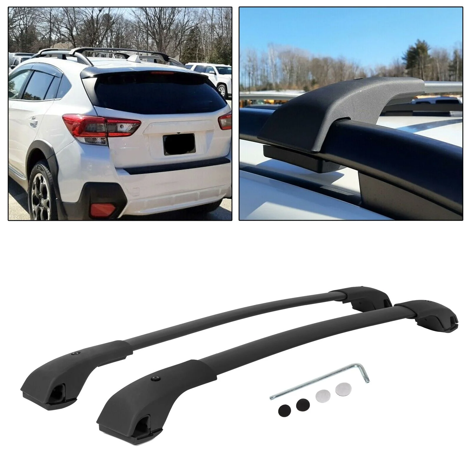 For 2018-2021 Subaru Crosstrek Aero-Style Black Roof Rack Cross Bar Set