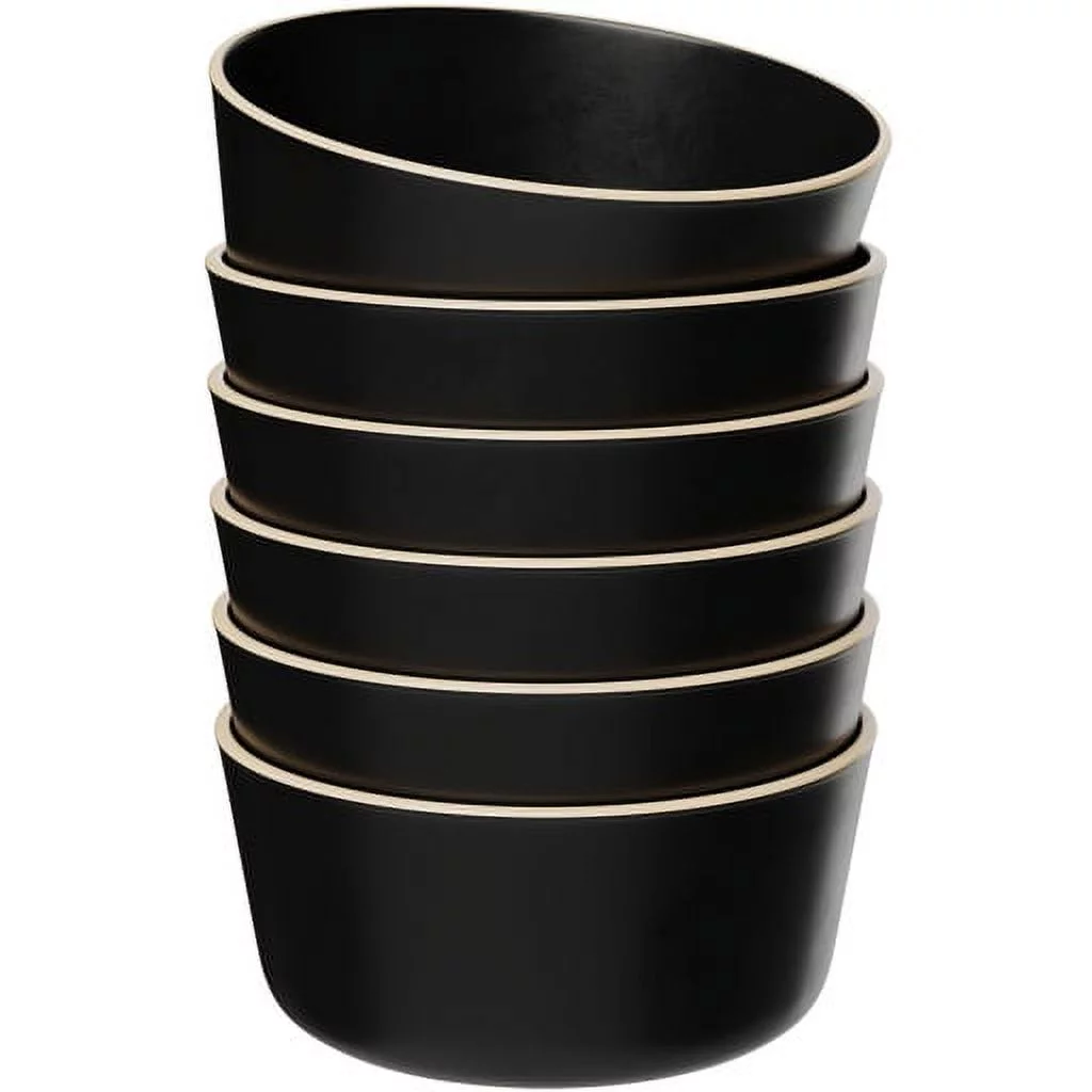 Kook Dinner Bowls Generously Sized, Set of 6, Charcoal Black