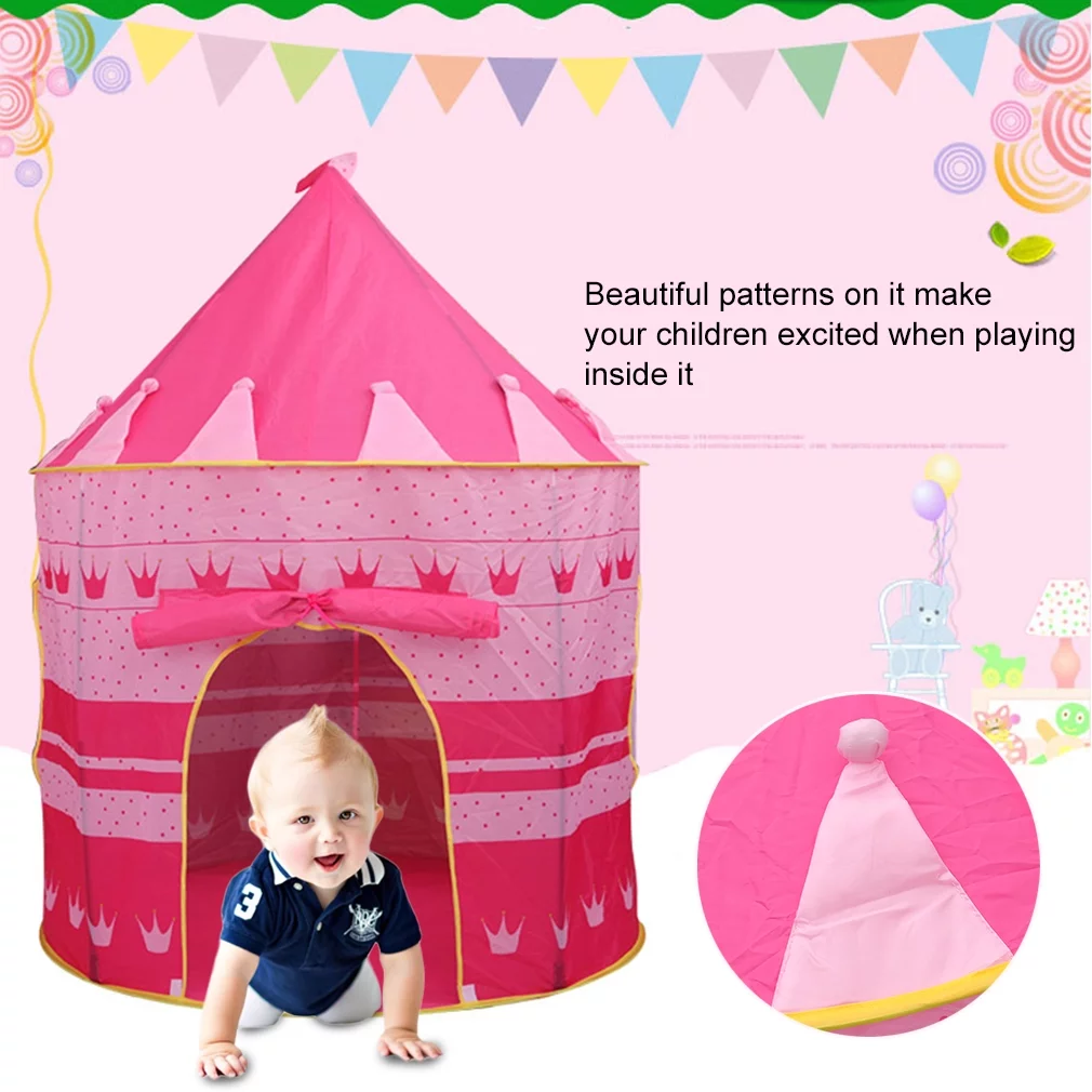 Children Play Princess Tent Pink - Tent for Girl Castle for Indoor/Outdoor Foldable with Carry Case - Creatov