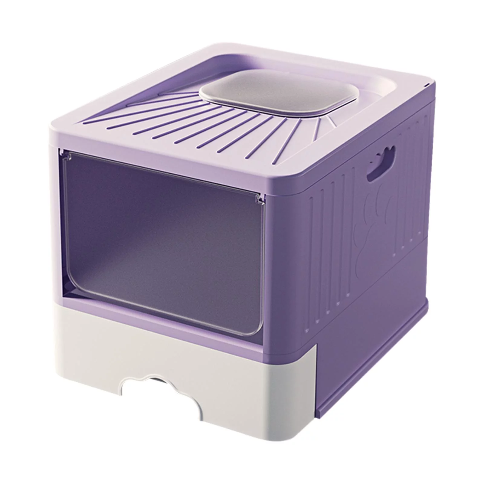 Foldable Cat Litter Box Anti-splashing High Sides Easy Clean Durable Cat Toilet Violet