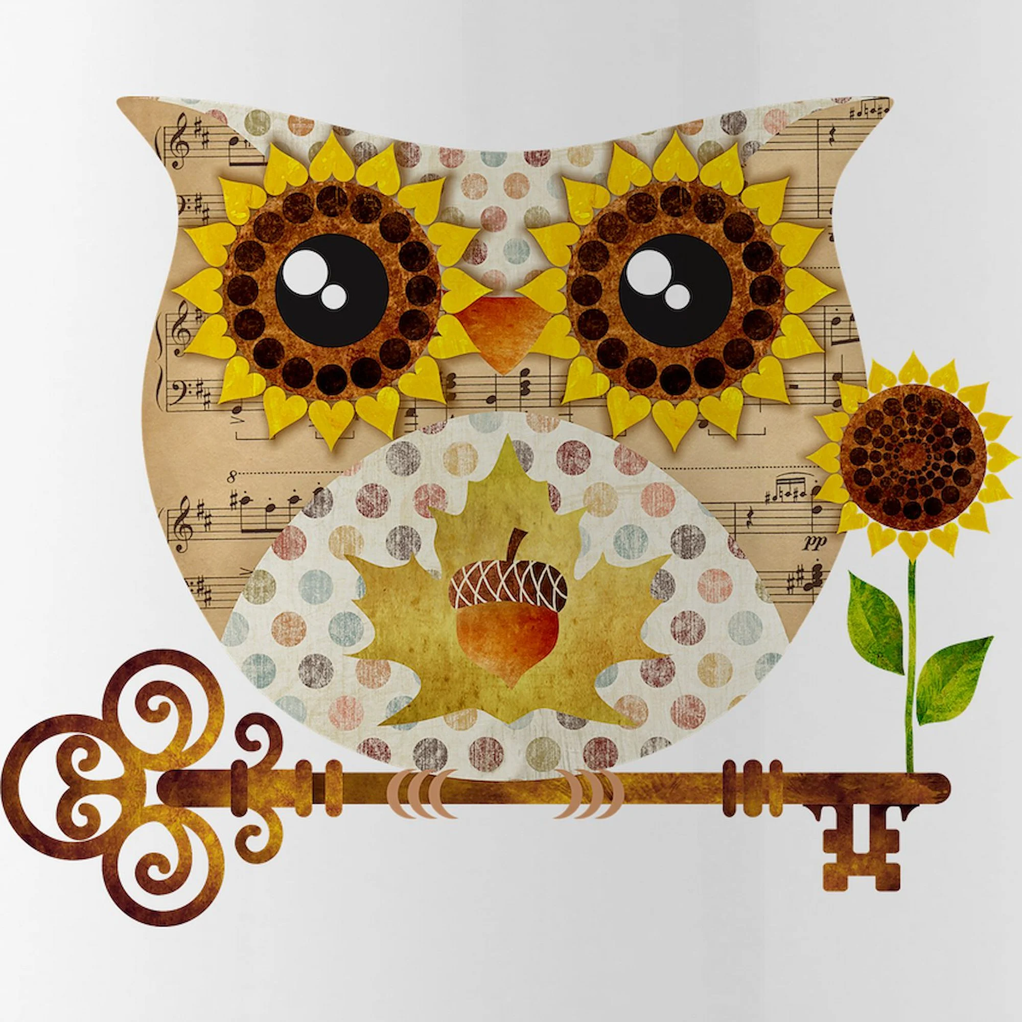 CafePress - Owls Autumn Song Water Bottle - Stainless Steel Water Bottle, Sports Bottle, 1.0L