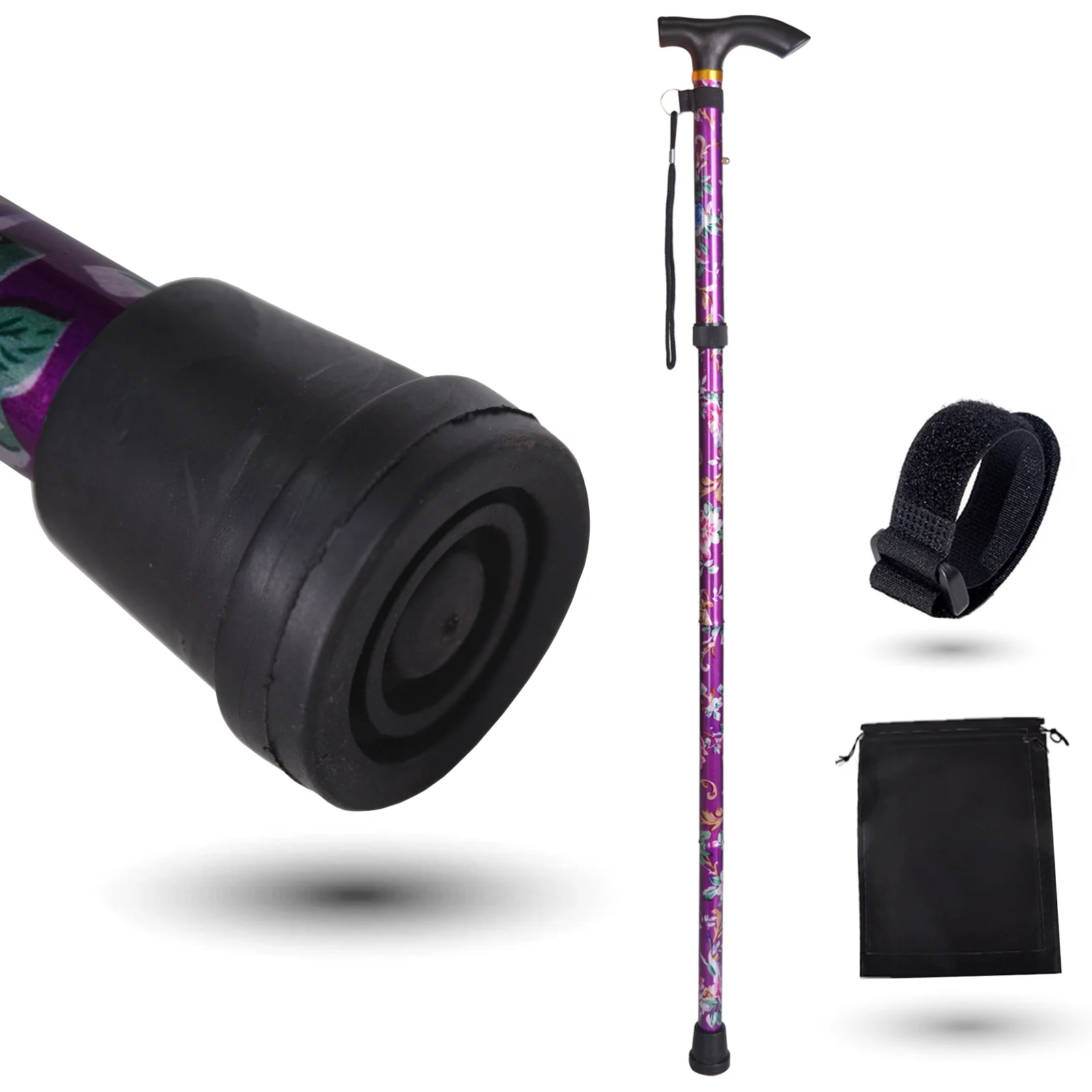 Baitaihem Unisex Collapsible Purple Trekking Poles for Hiking 36