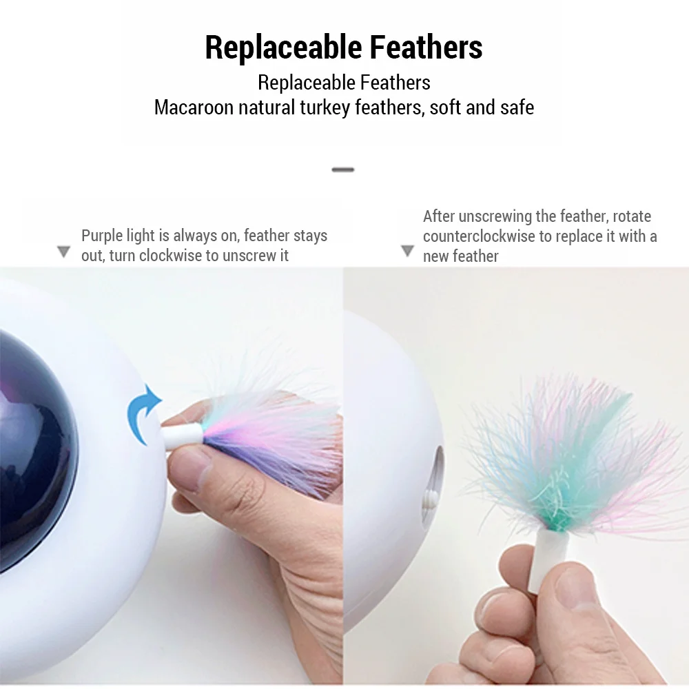 Andoer Model,Play Smart Toy Cat Toy Smart Endless Feline Tool Smart Toy Feather Wand Toy - Cat Lovers Pristin Model Wand Toy With Feather Smart Model KittyModel Kitty Endless WandToy