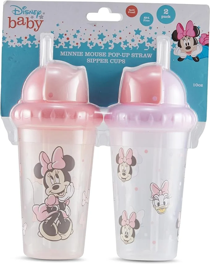 BABY STRAW CUPS 2 PACK - GIRLS 243 - DAISY - DISNEY MINNIE MOUSE- SIPPERS POP-UP