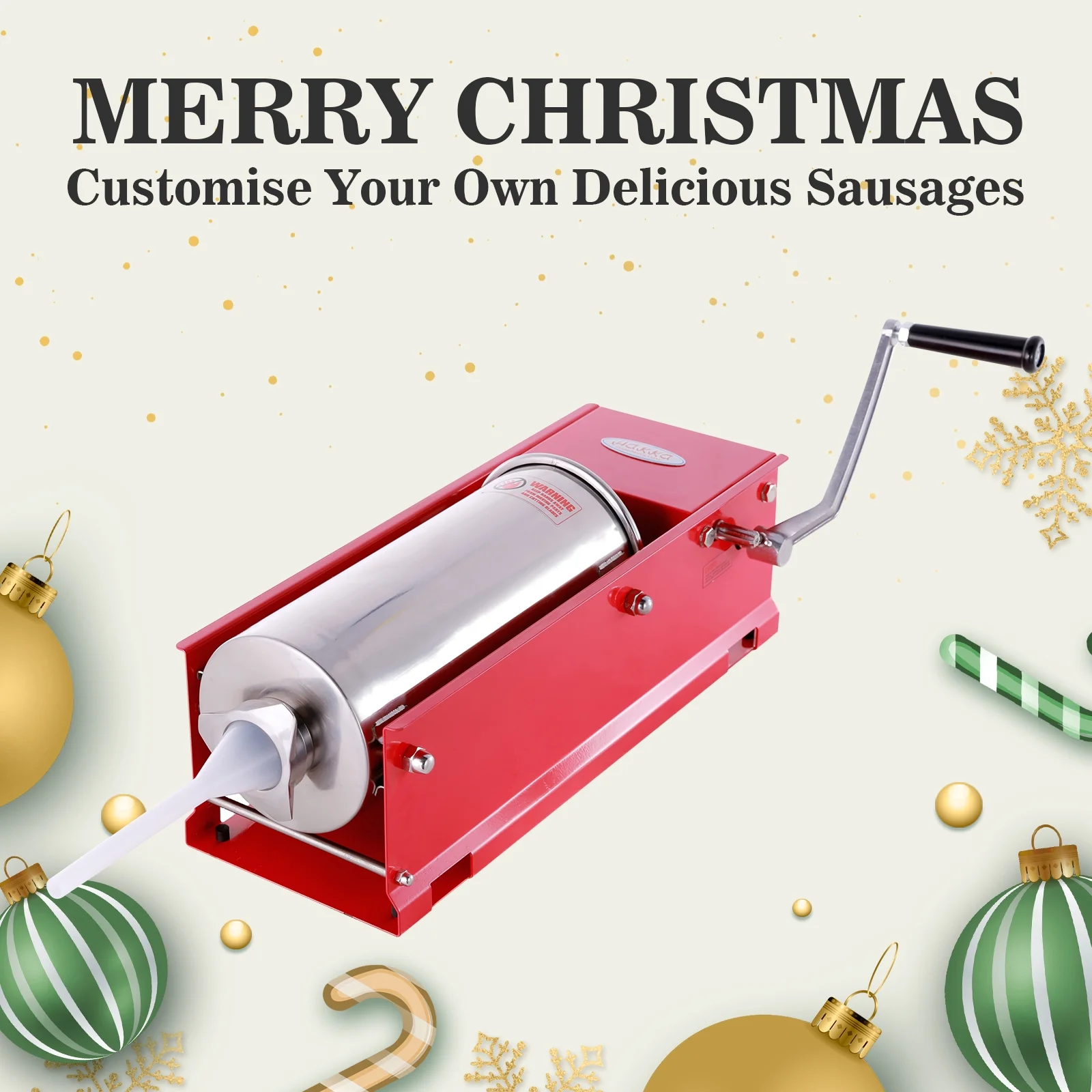 HAKKA 11 Lbs(5liter) Sausage Stuffer 2 Speed Steel Horizontal Sausage Stuffer Maker