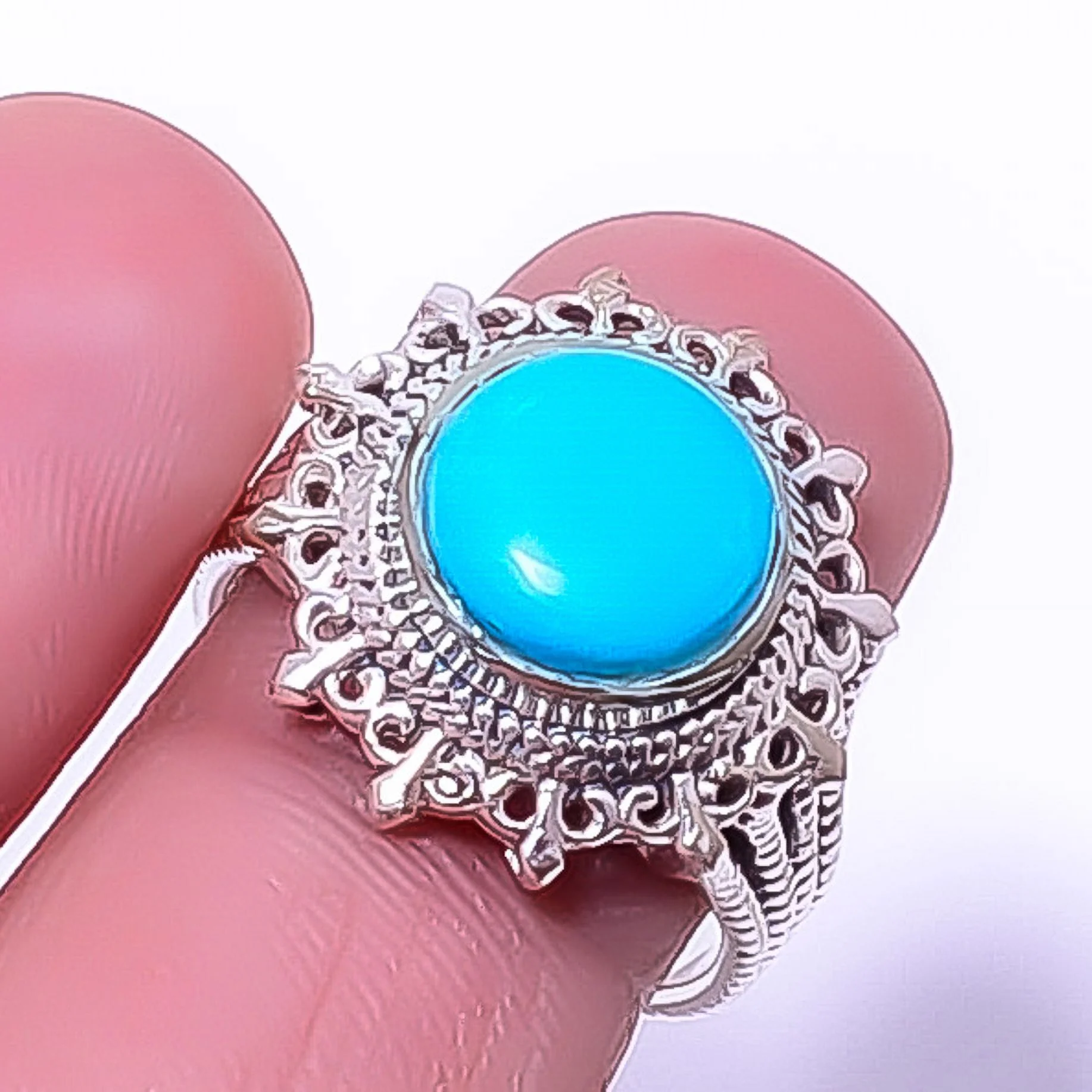 Magnesite Turquoise Gemstone 925 Silver Plated Handmade Ring s.8 T23, Valentine's Day Gift, Birthday Gift, Beautiful Jewelry For Woman & Girls