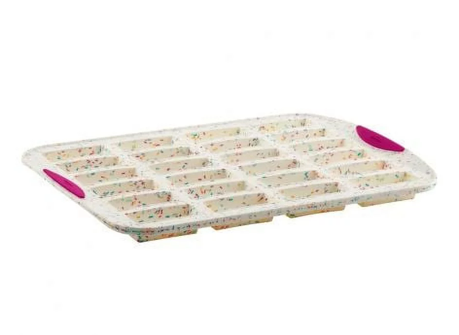 Trudeau Structure Silicone 24 Cavity Bar Cake Pan, Confetti/Fuchsia